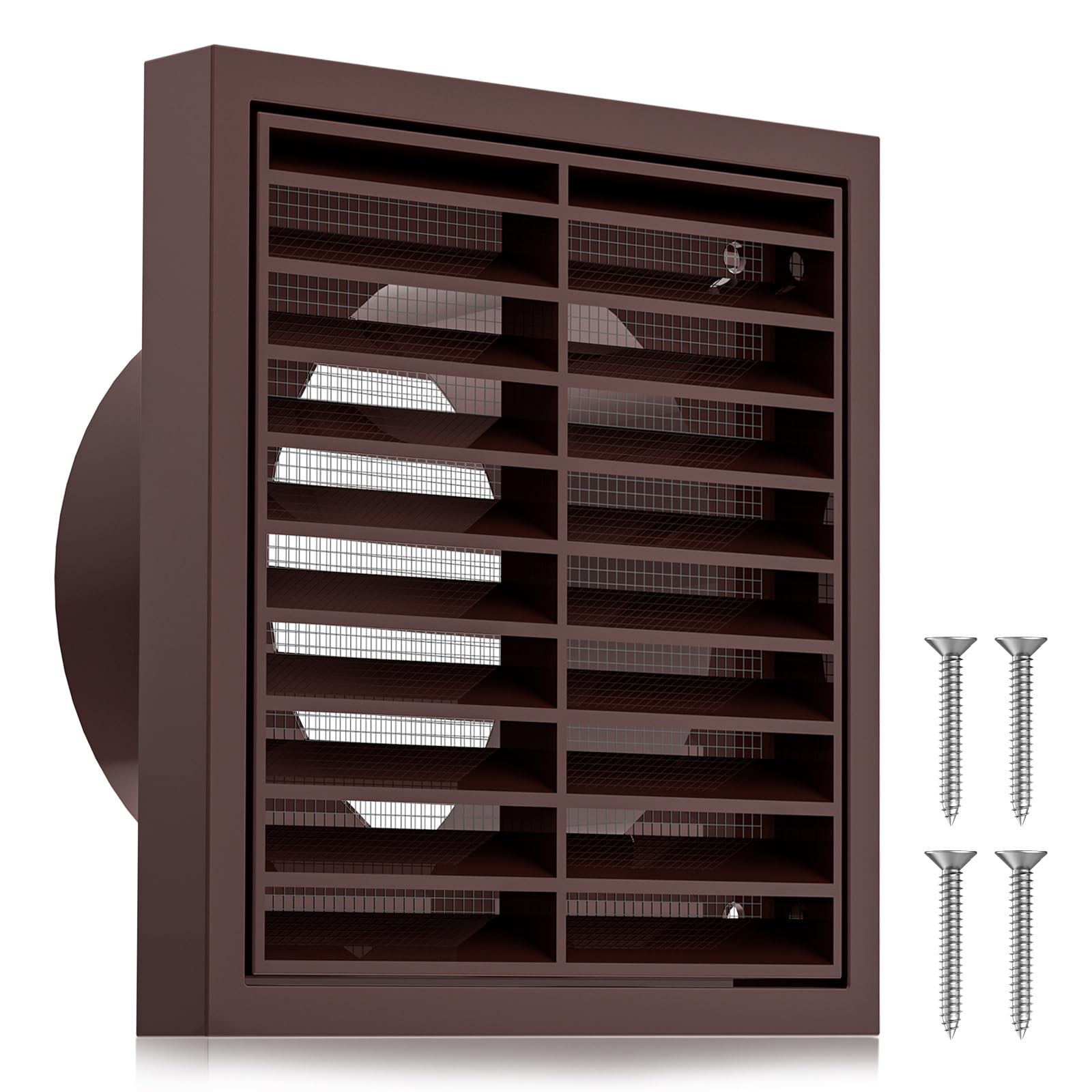 Hon&Guan 100mm Weatherproof Louvred Wall Vent Grille with Insect Screen