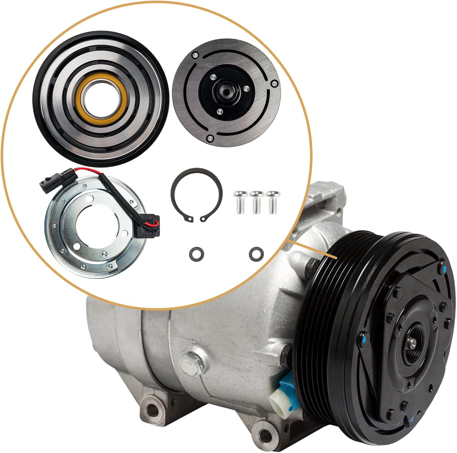 KAX 98490 A/C Compressor Clutch replacement for Nissan Rogue 2008 2009 2010 2011 2012 2013 2.5L, AC Compressor Clutch Assembly Kit Pulley Coil Set