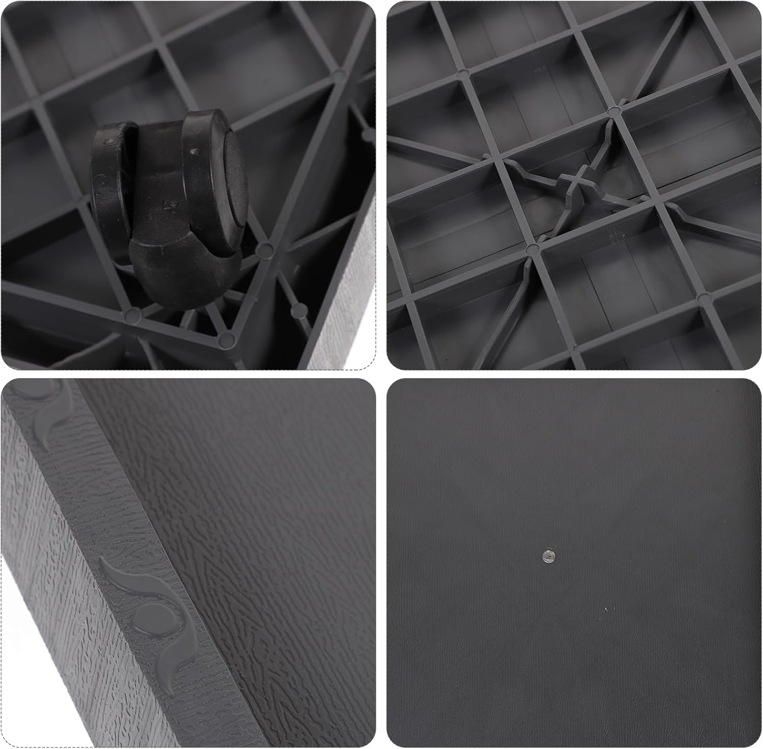 DOITOOL 14.2 Inch Square Plant Saucer with Wheels, Heavy Duty Plastic Rolling Plant Stand Flower Pot Tray for Indoor and Outdoor Use Mobile Planter Holder for Garden Patio Balcony Deck (Grey)