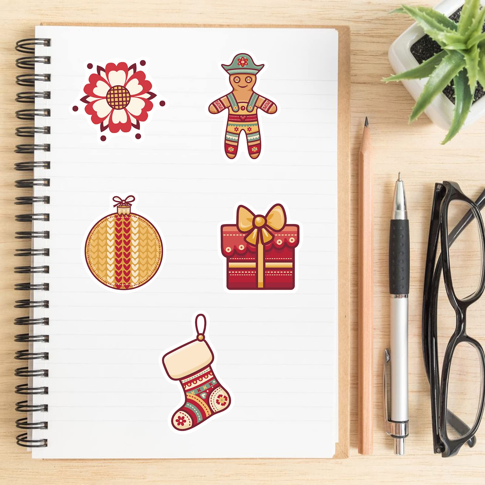 LZLPACKING 48pcs Cartoon Christmas Pendants Graffiti Stickers can be Used to Decorate Luggage pens - Image 4