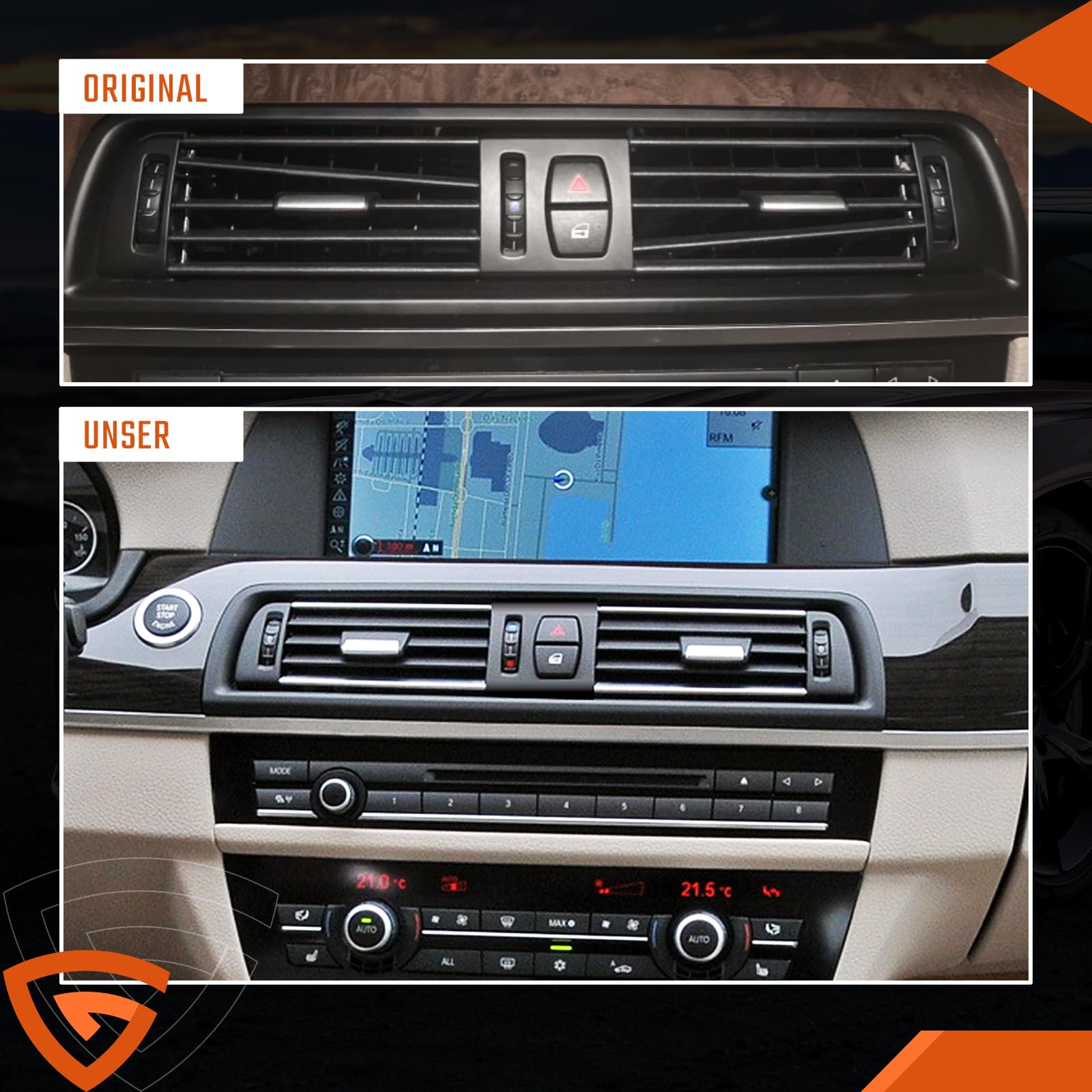 GEARMONSTER Frontluftgitter AC Lüftungsgitter für BMW 5er F10 F11 Klimaanlagengitter kompatibel mit 520 523 525 528 530 535 550 2010-2016, Lüftungsgitter Klimaanlage Ersatz 64229166885