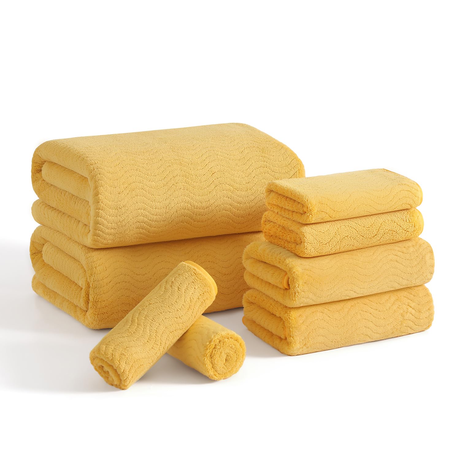 Juego de toallas de baño de 8 piezas, 2 toallas de baño de gran tamaño, 2 toallas de mano, 4 toallas faciales, juego de toallas de baño extragrandes suaves para baño y hotel, colecciones de toallas de