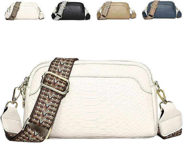 KESUDE Womens Crossbody Bag Small - Ladies Shoulder Bag Leather Cross Body Bag with Removable and Adjustable Wide Strap Over the shoulder Handbag Phone Bag,Beige