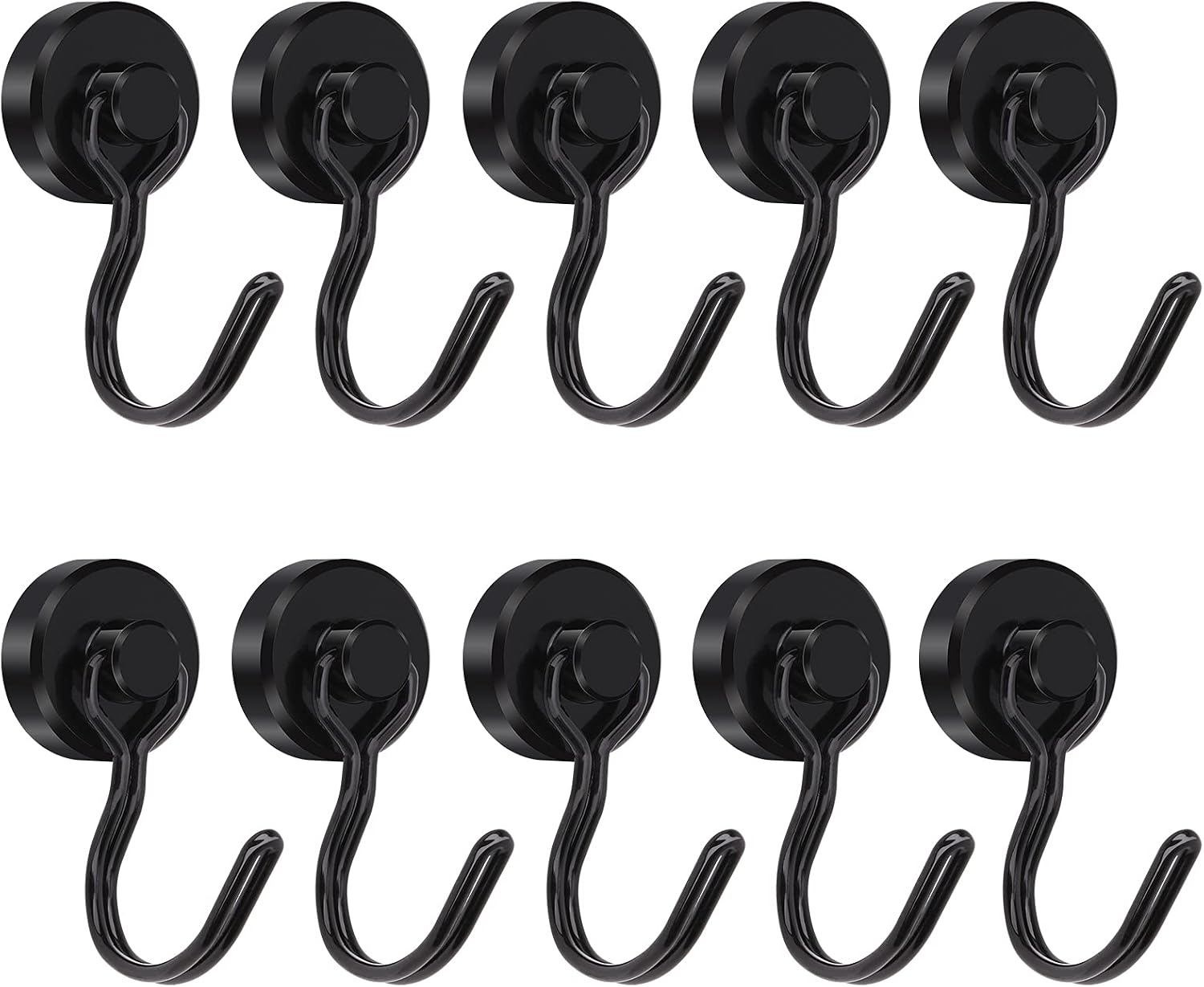 Magnetic Hooks，35Lbs ​Strong Neodymium Magnet Hook,for Hanging BBQ Grill Tools Pot Holders,Refrigerator,Cruise,Kitchen,Key Holder,Coat,(Black 10PACK)