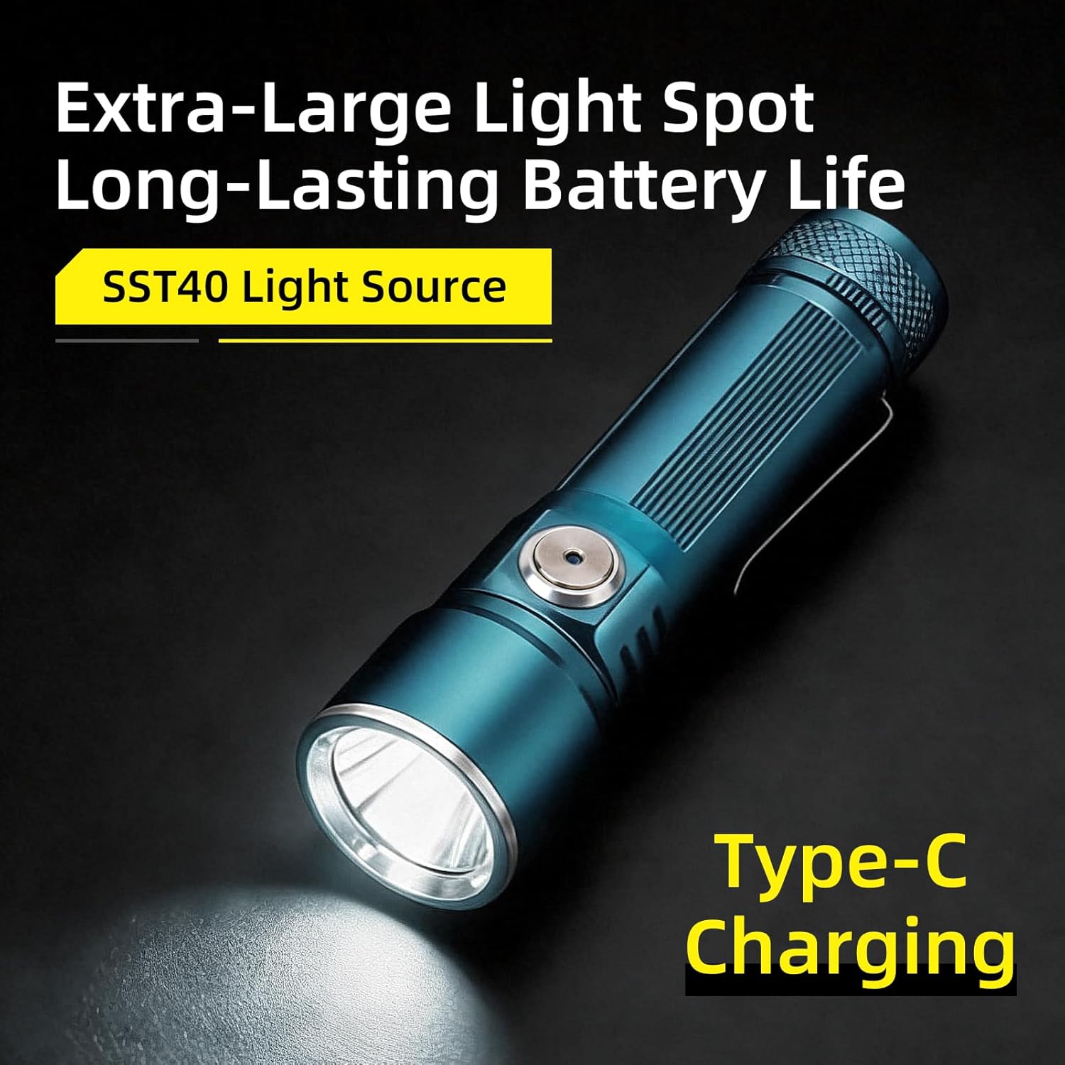 SST40 LED Flashlight High Lumen - Ultra-Bright Multi-Mode Compact Tactical Flashlight for Outdoor Activities and Emergency Use 1208-1 Pack (Includes 5000mAh Battery)