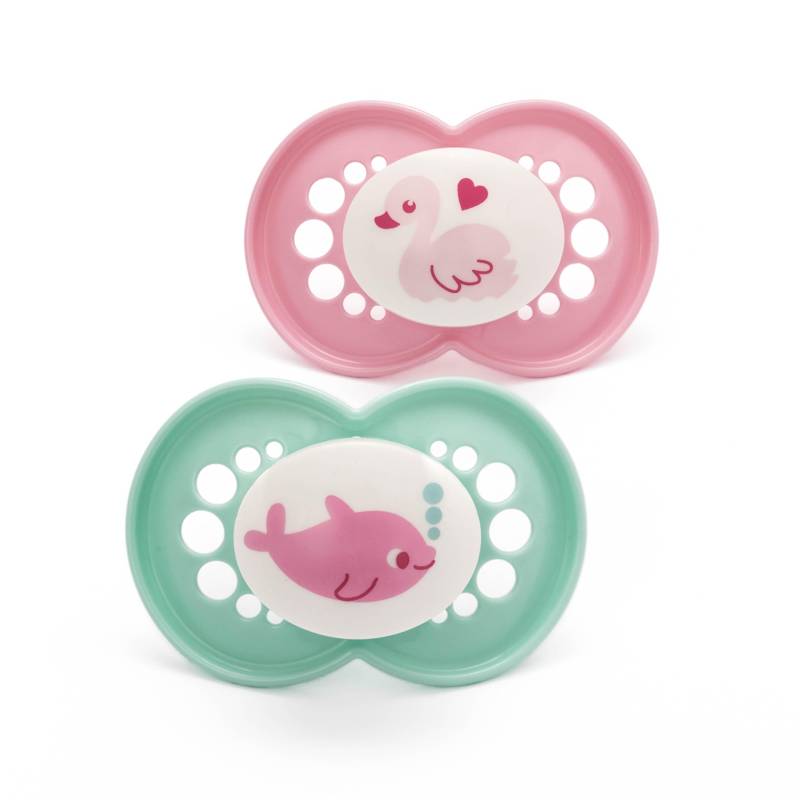 MAM Original Soothers | 18-36 Months | Pack of 2 | Comes in Dummy Steriliser Box | Sustainable Materials | Baby Accessories | Pink (Various Designs)