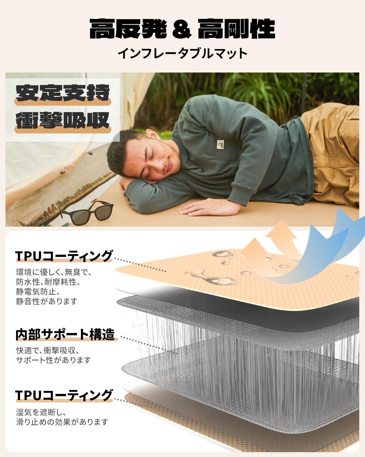 Amazon | KingCamp エアーマット キャンプ インフレーターマット
