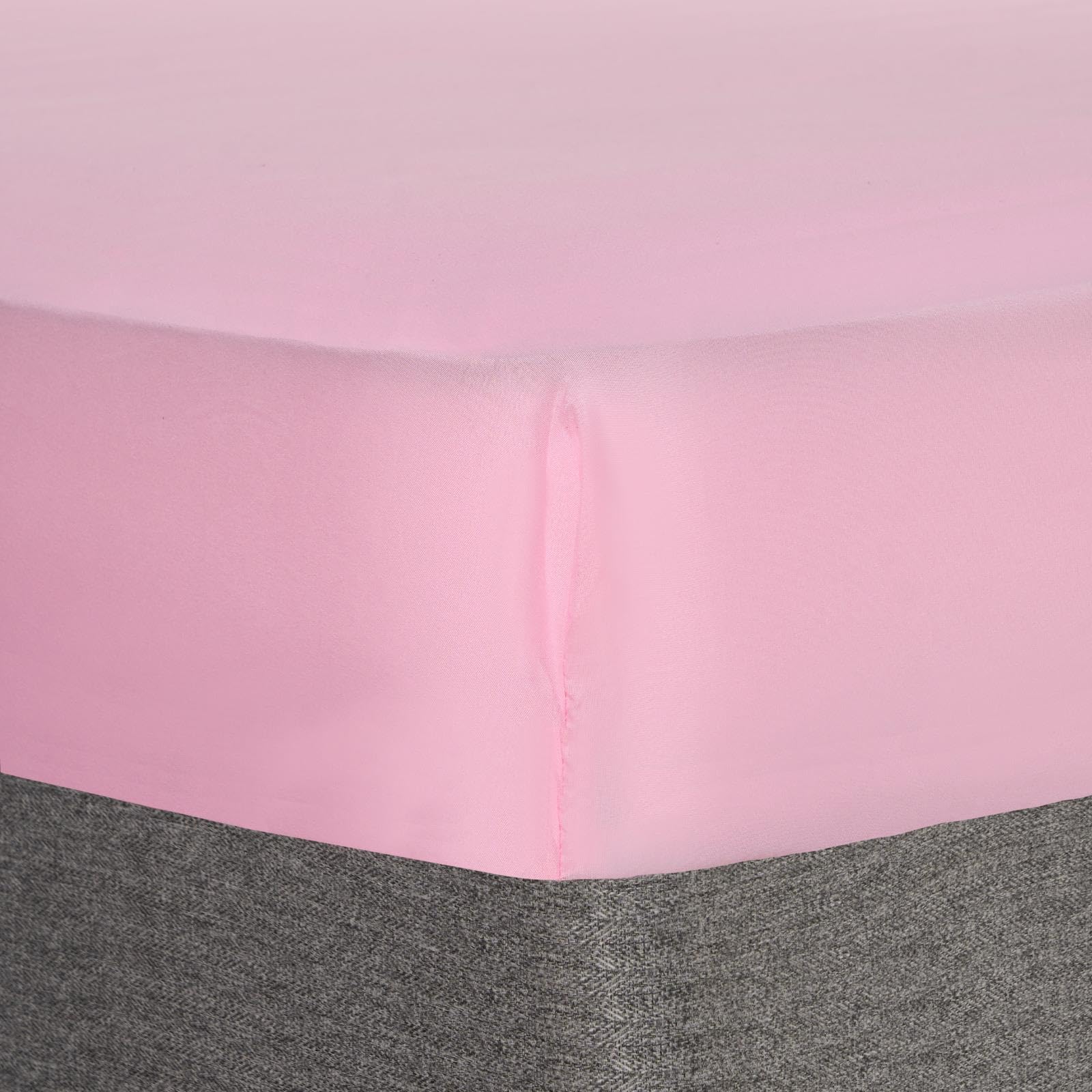 Brentfords Pink Single Bed Sheets, Luxury Hotel Quality Single Fitted Sheet Bed Cover Easy Care Fade Resistant Ultra Soft Bedding Linen Microfibre Fitted Sheet Single Bed,