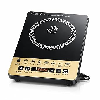 Drumstone 10 𝒀𝒆𝒂𝒓𝒔 𝑾𝒂𝒓𝒓𝒂𝒏𝒕𝒚 Electric Induction Cooktop 2000W with LED Display, Crystal Glass Plate, 8 Indian Presets, Push Button Controls, Auto Shut-Off, Portable Energy Saving Stove