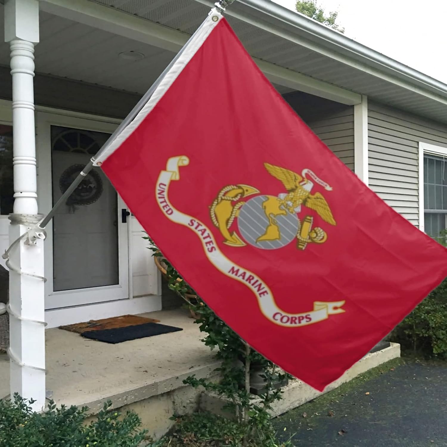 Marine Corps Flag - 3x5 Outdoor Double Sided Embroidery - USMC Flag, Heavy Duty Polyester, Super Durable