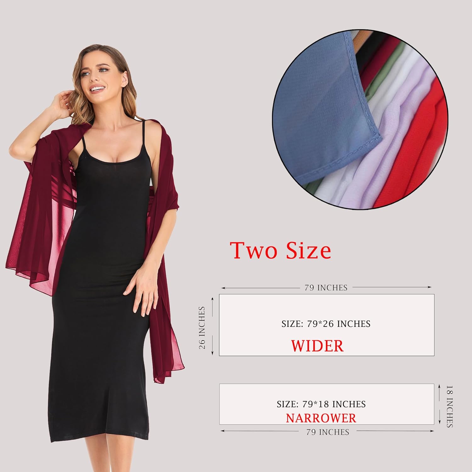 Shawls and Wraps for Evening Dresses Sheer Chiffon Women Elegant Soft Silky Wraps Wedding Bridal Scarf - Image 3