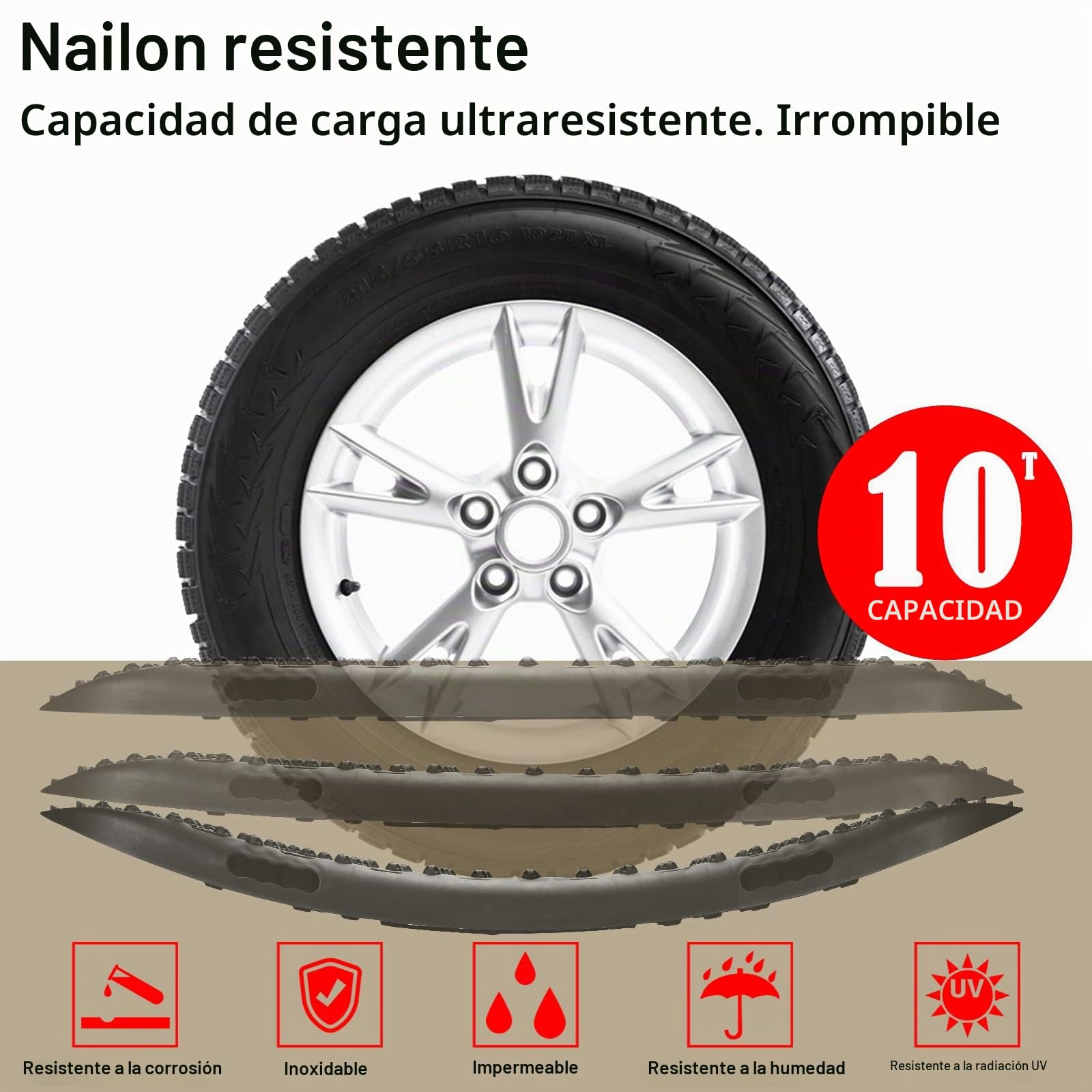 Accesorios Todoterreno y para Caravana - Tablas de Recuperación, Juego de 2 Láminas para Arena, Barro y Nieve | 10T de Carga, con Bolsa y Herramienta de Instalación