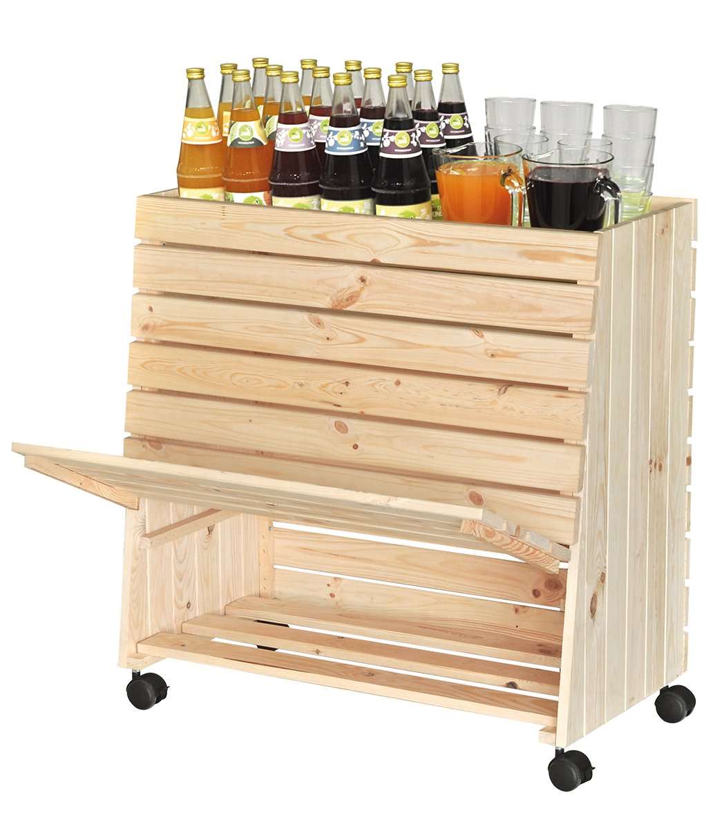 WAGNER GreenFAMILY - Huerto Urbano móvil - GreenBOX - XL - Madera Blanda Maciza, FSC®, Natural, 79 x 80 x 53/43 cm, 4 Ruedas, 2 Frenos, Tapa de Almacenamiento, Incl. Bolsa para Plantas - 25013101