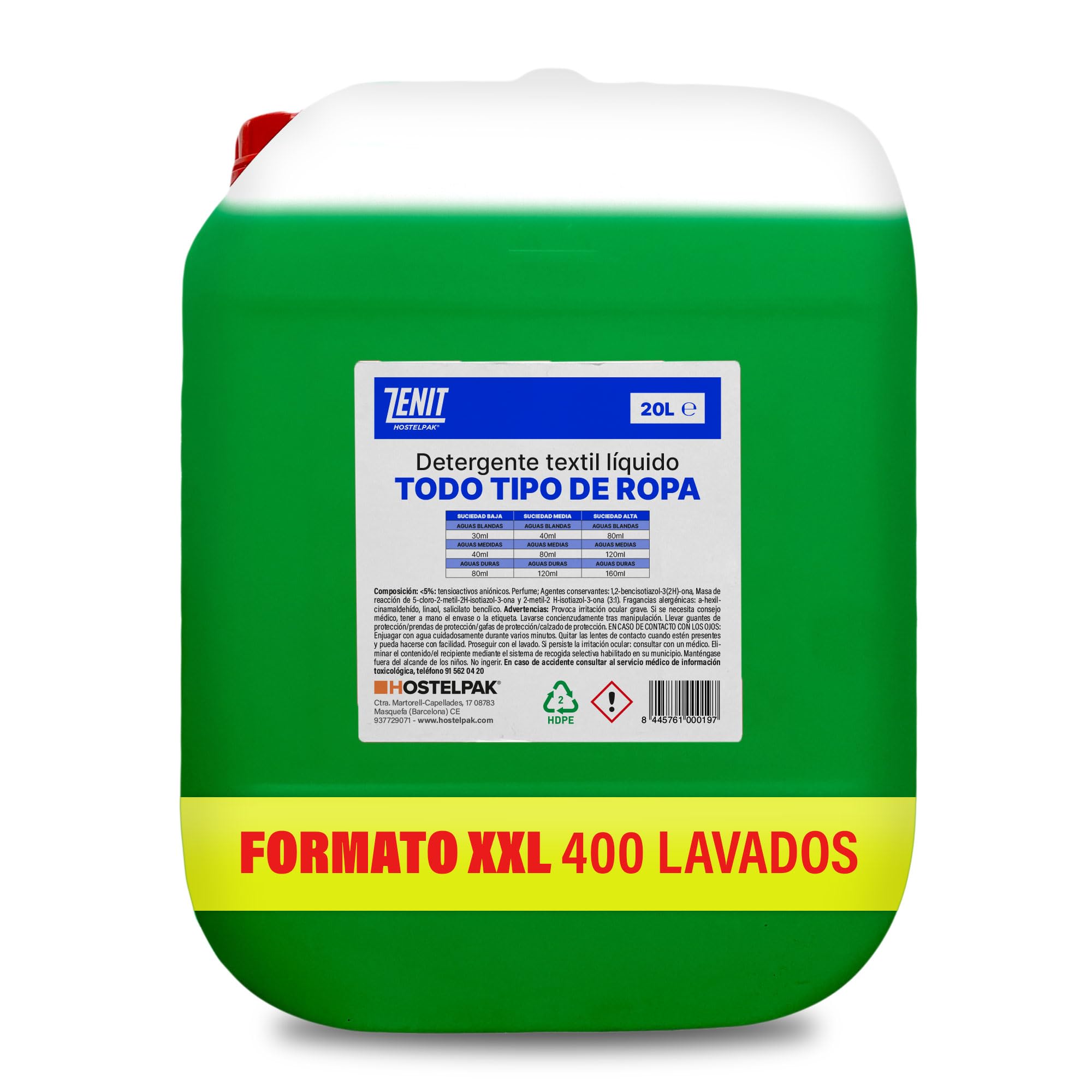 20L - Detergente líquido Todo Tipo de Ropa, Lavandería profesional, Detergente ropa clásico, Detergente para el lavado de ropa