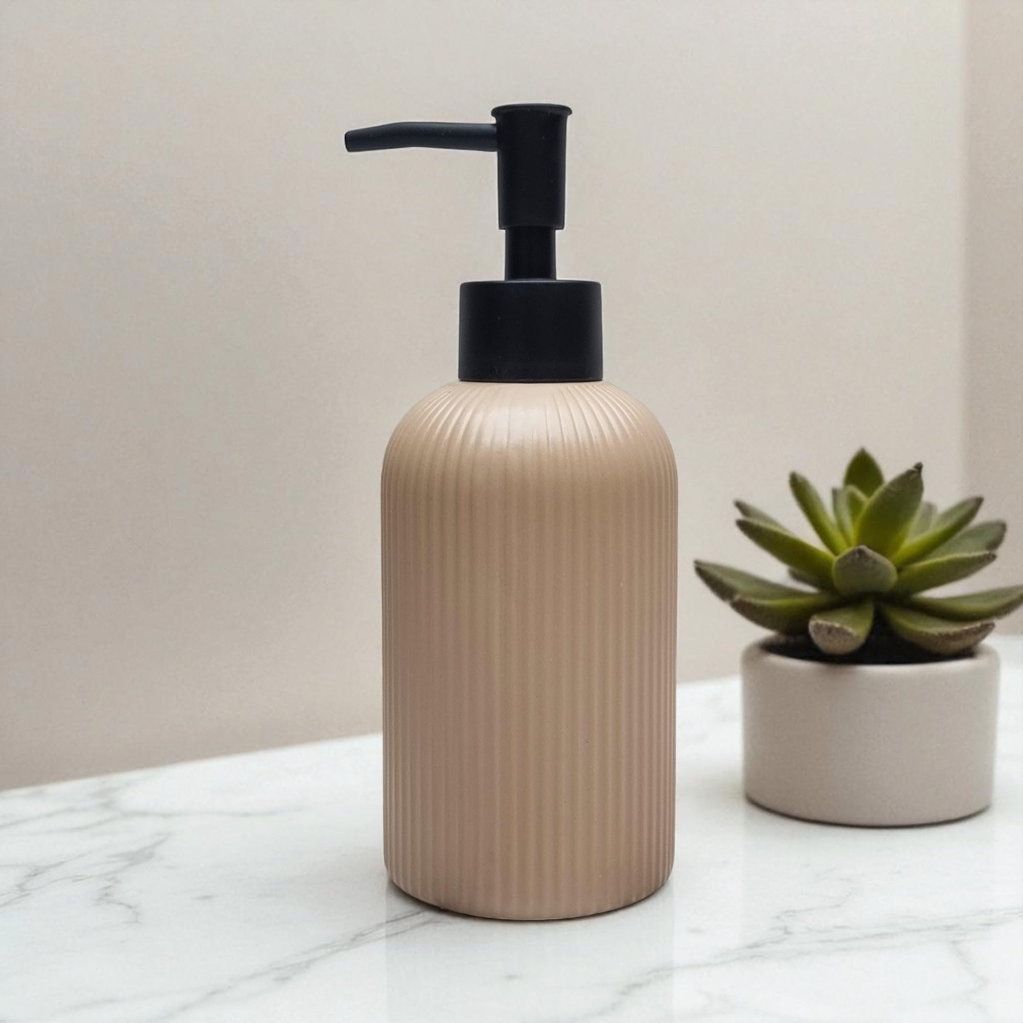 Kookee Ceramic Soap Dispenser with Stylish Refillable Pump Bottle for Bathroom Handwash & Kitchen Wash Basin, Perfect for Hand Soap, Lotion, and More(Set of 1) (12246)-picture-36