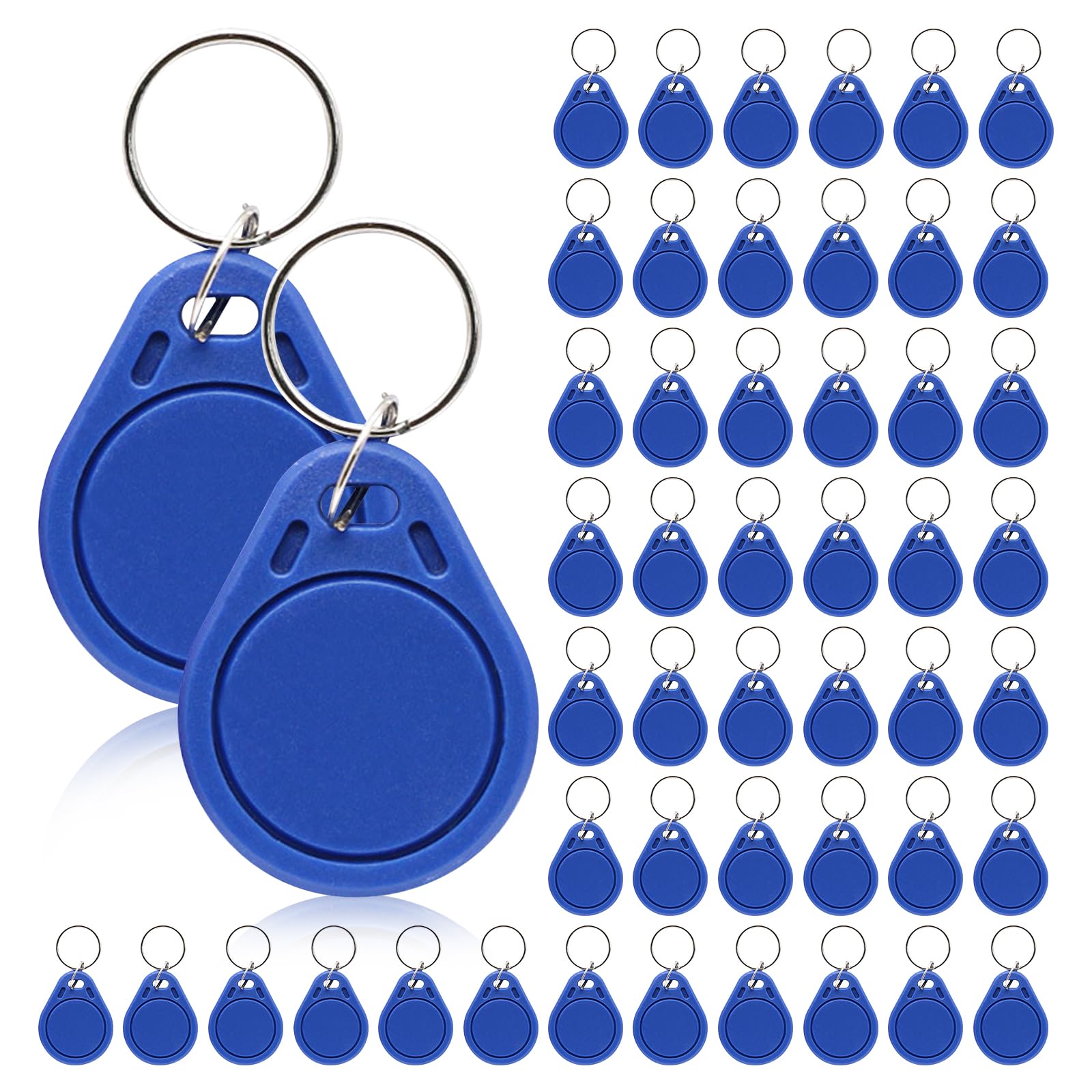 HSOKEW 125KHz RFID Key Fob, 50Pcs Rewritable T5577 Key Fob Proximity Access Tag Duplicator Keyfobs ID Card Token Tag Entry Access Control System for RFID Writer, Blue