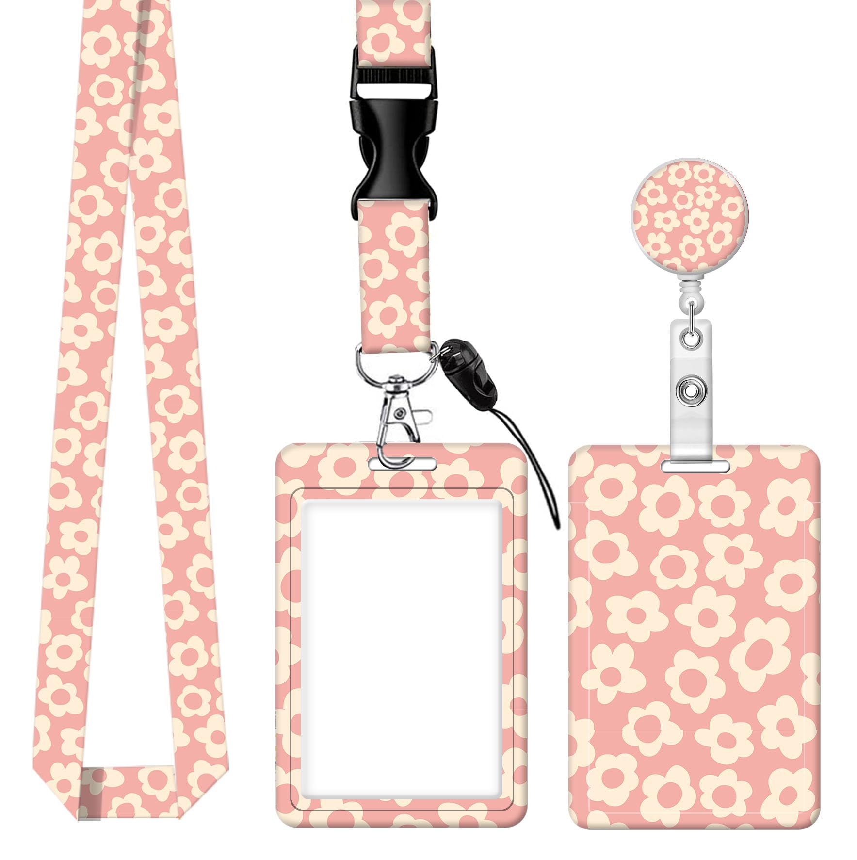 SUPSLOTH ID Badge Holder with Retractable Badge Reel Clip and Lanyard, Cute Card Name Tag Lanyard Vertical ID Protector Bage Clips for Nurse Doctor