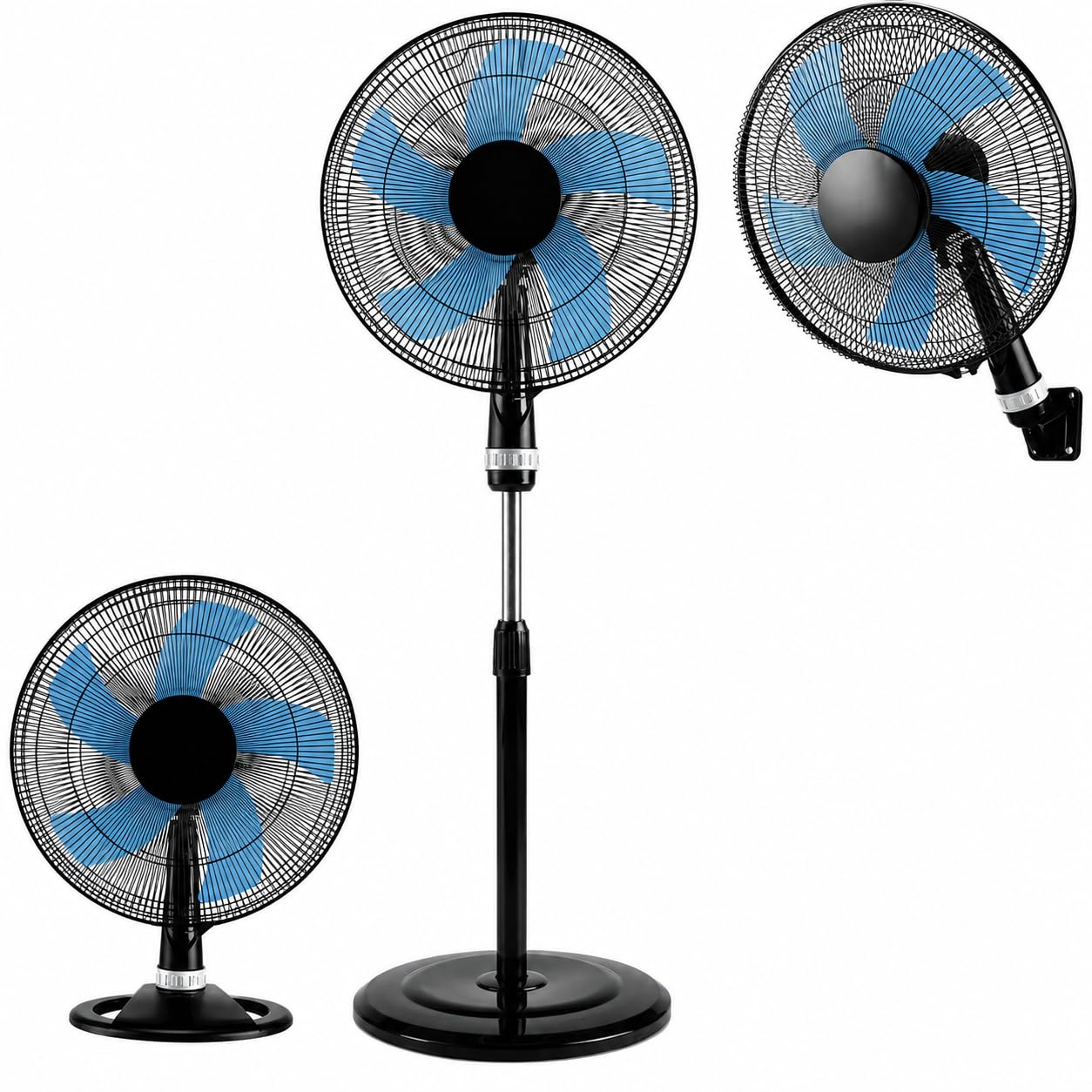 Sogo Ventilador 3 en 1 Silencioso Potente con 5 Aspas - Ventilador de Pie Sobremesa y Pared Versátil para Hogar y Oficina - Ventilador 16 Pulgadas Bajo Consumo con 3 Velocidades Ajustables