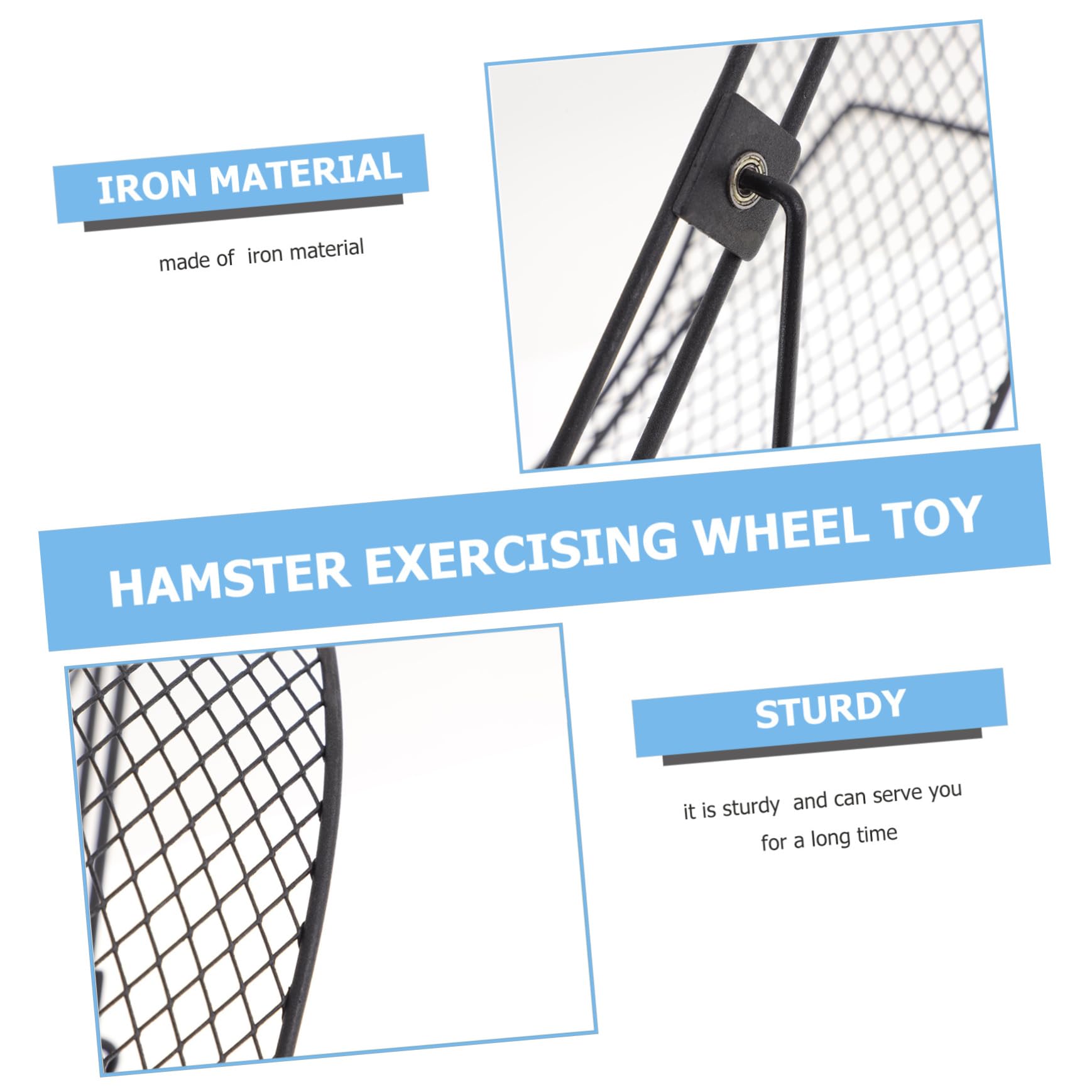 GALPADA Roue Hamster Silencieuse en Fer Noir, Jouet pour Hamster, Sûre et Amusante, pour Petits Animaux, Exercice Quotidien la Maison