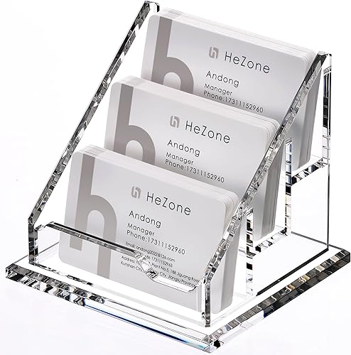 Miniatura 13 de Soporte para Tarjetas de Visita HeZone para Escritorio Múltiple, Soporte Transparente de Acrílico para Tarjetas de Visita para Mujeres y Hombres 12