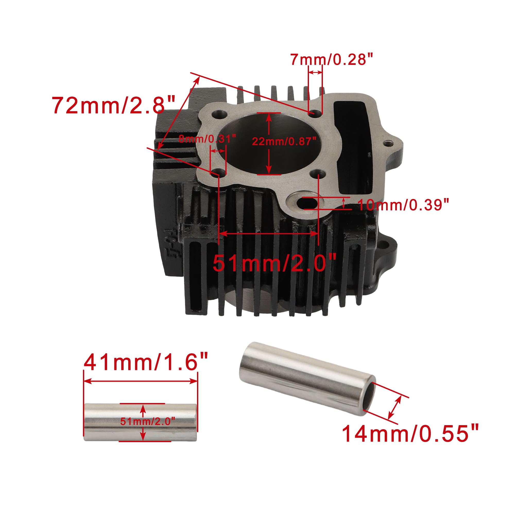 WOOSTAR 54mm Hierro Big Bore Cilindro con Pistón Kit Reemplazo para C90 JH90 C100 C110 CT100 JH110 DY110 QJ110-9 ZS110 152FMH 125cc Motocicleta Motor ATV Go Kart Dirt Pit Bike