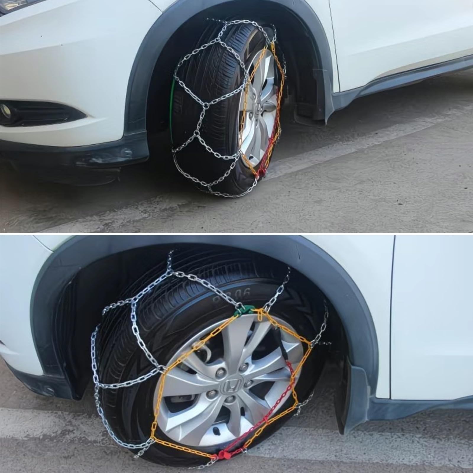 2x Cadenas de Nieve for Coche - Cadenas for Autos - Máximo Agarre y Montaje Fácil - Cadenas Metálicas for Nieve - for coches Barro Arena Nieve Hielo(166/55R14)