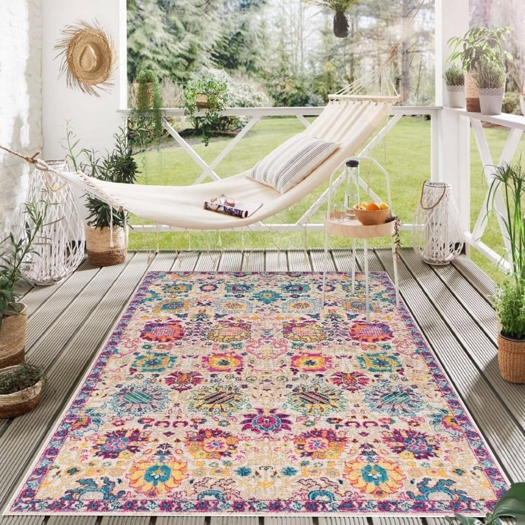 Amazon.com: Colorful Vintage Floral Texture Waterproof Outdoor