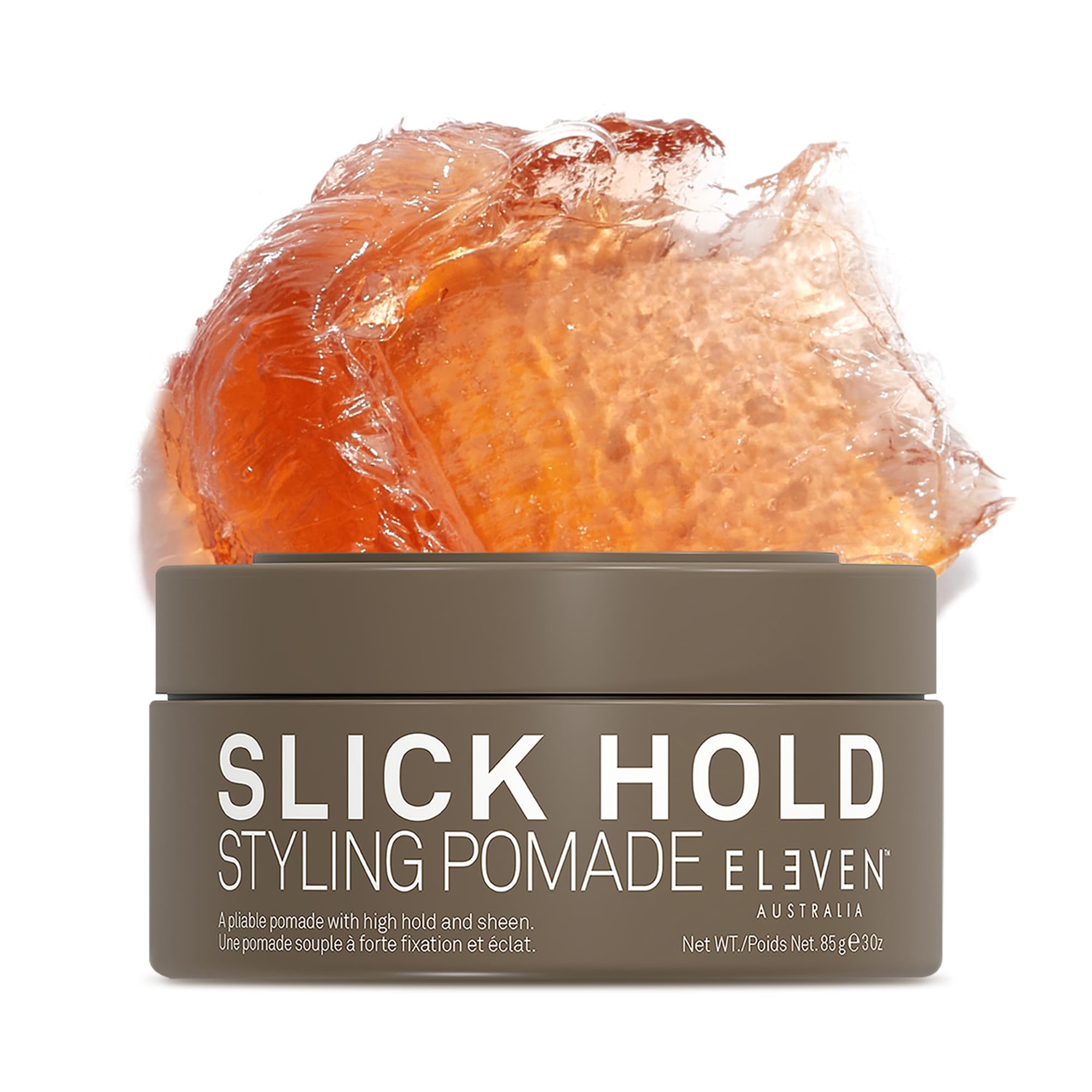 ELEVEN Australia Slick Hold Styling Pomade – Fixation Forte et Haute Brillance – Fini Effet Mouillé pour Styles Courts et Classiques – Formule Lissante et Anti-Frisottis – 85g