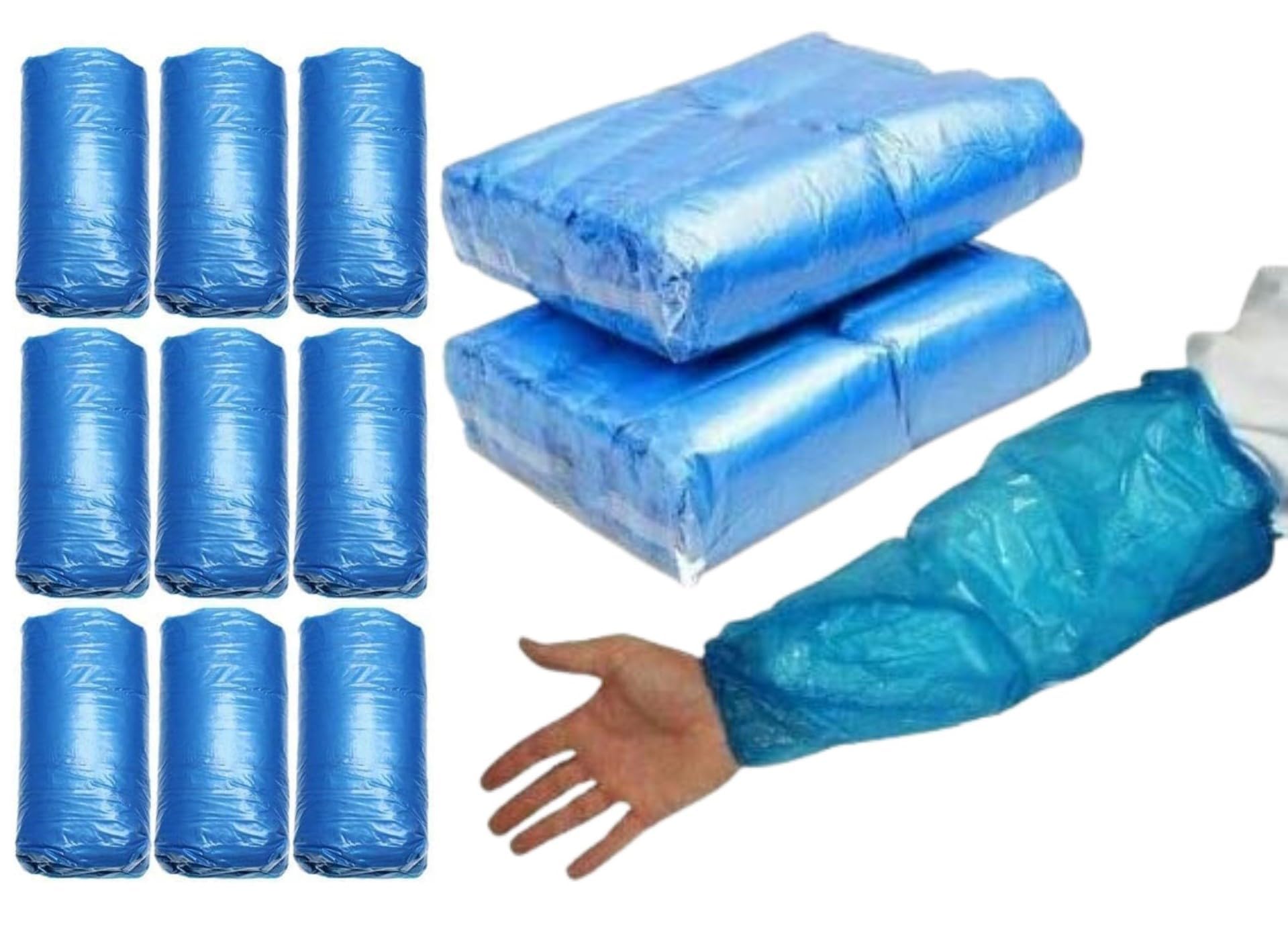 HOT BARGAINS 2000 X Disposable Arm Sleeves Covers Blue, Plastic Over sleeves For Home Cleaning Medical Waterproof Cover One Size (2000, Blue)