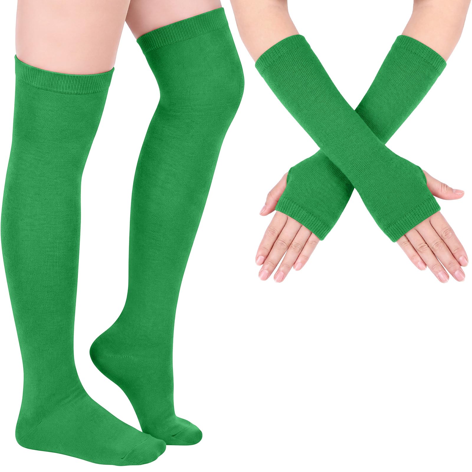 Geyoga Striped Arm Leg Warmers Set Fingerless Gloves