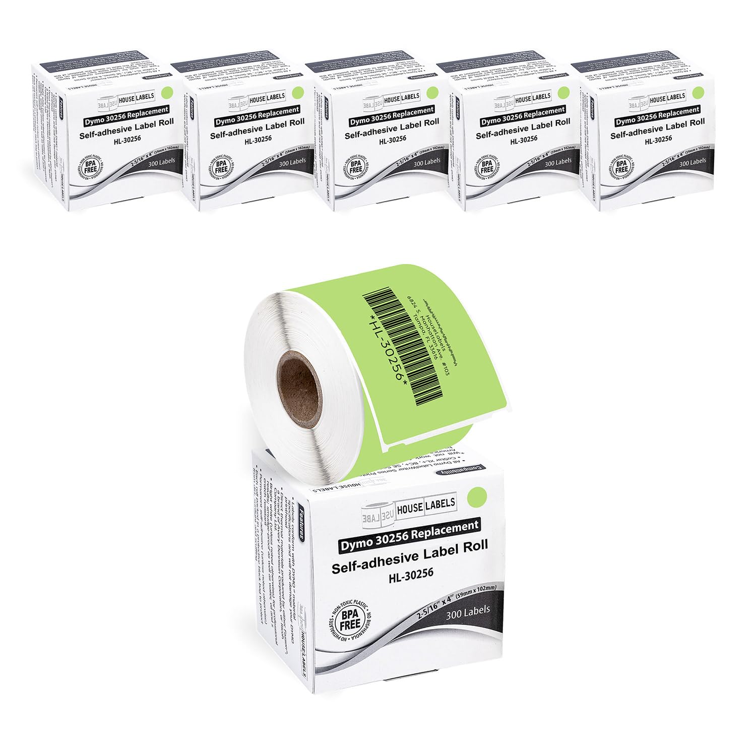 HOUSELABELS Compatible DYMO 30256 Green Shipping Labels (2-5/16" x 4"), Strong Permanent Adhesive, Compatible with DYMO LW 450, 4XL, Rollo & Zebra