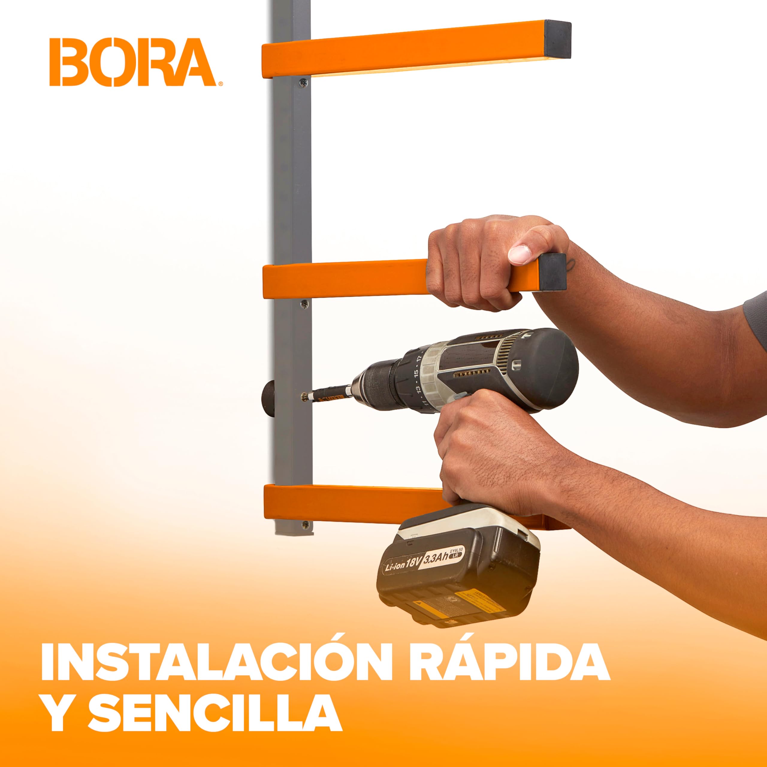 BORA PBR-004 Estante Mural 4 Niveles | Garaje Taller | Acero 200 kg
