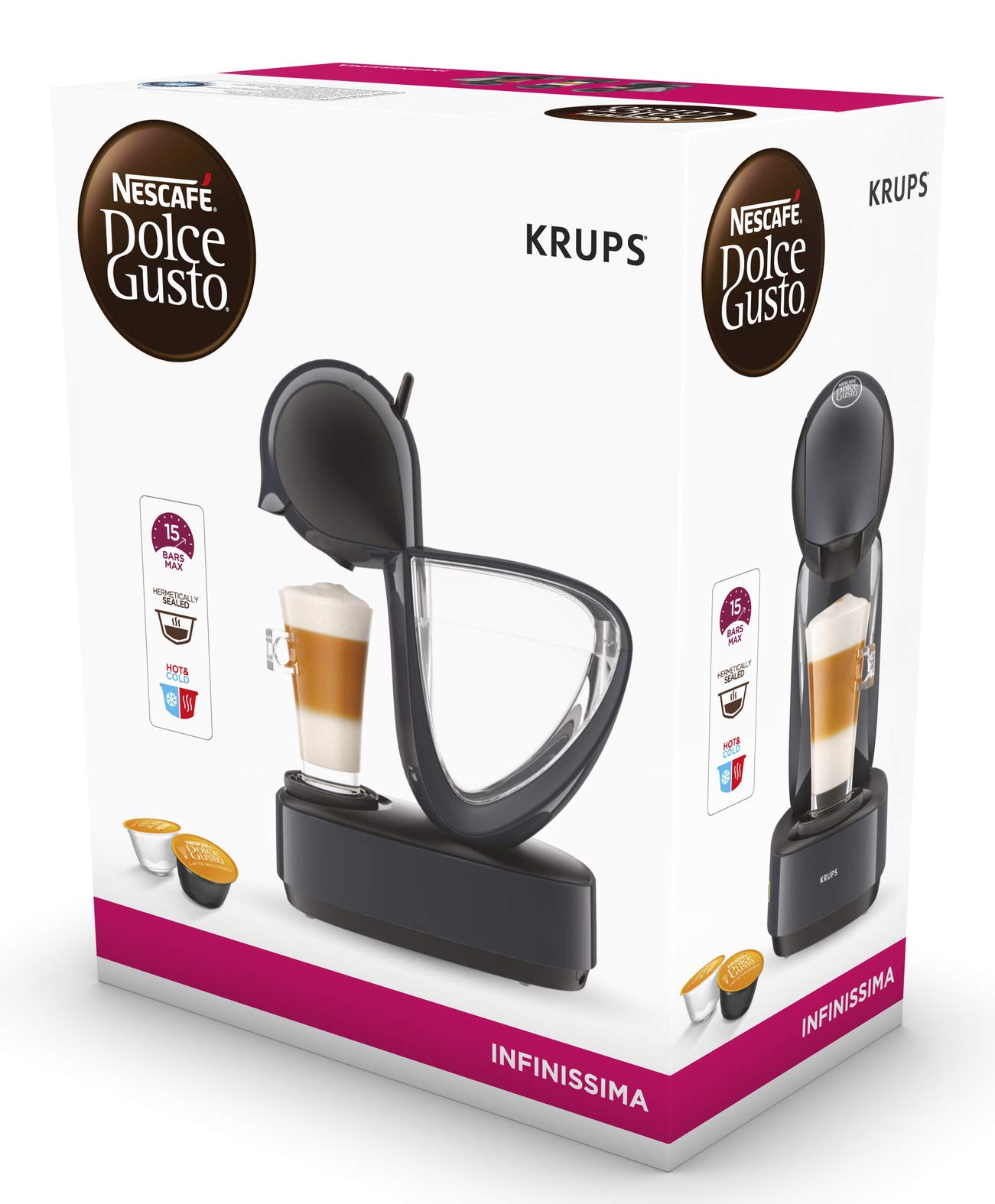 NESCAFÉ DOLCE GUSTO Krups Infinissima KP173B, Macchina per Caffè Espresso e Altre bevande in capsula, Manuale, Nero