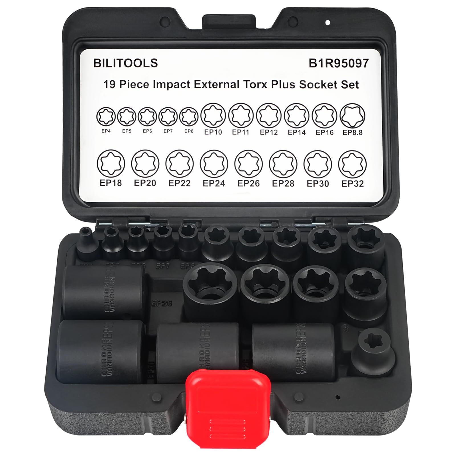 BILITOOLS Jeu de douilles Torx Plus externes 19 pièces EP4-EP32