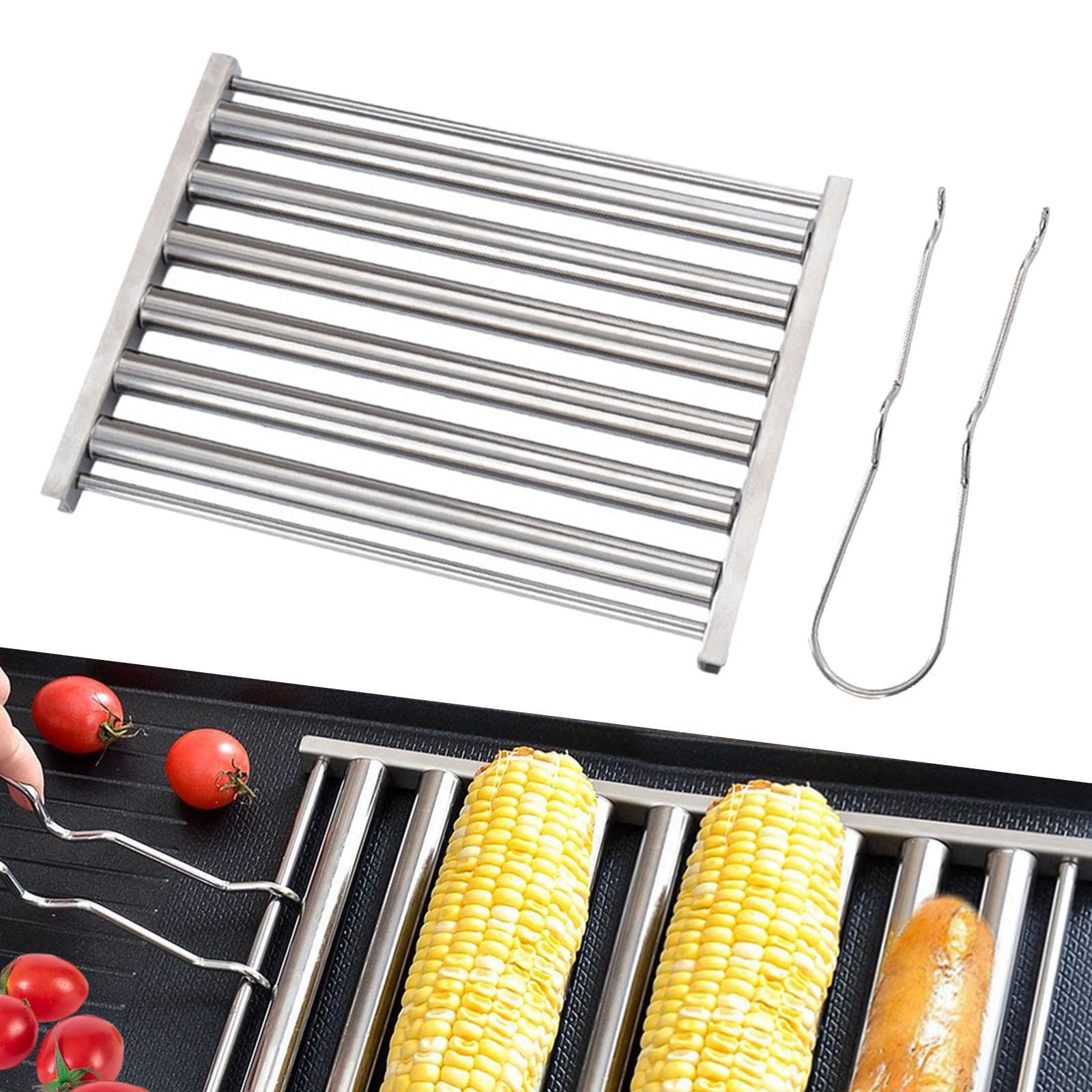 Qianly 3X Hot Dog Roller Cooker 5 Section Evenly Cooked Stainless Steel Hot Dog Griller Roller Rack for Egg Rolls Household
