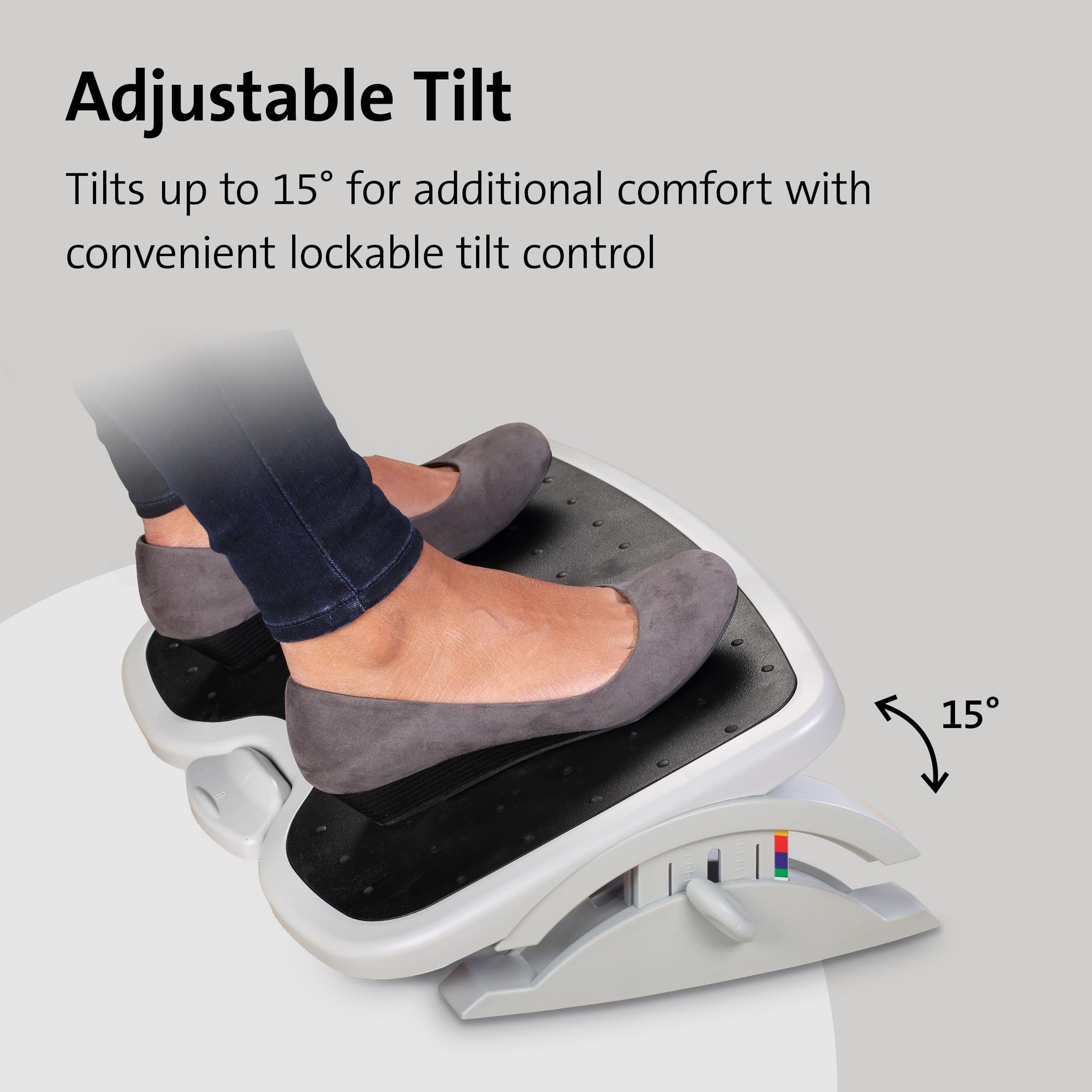 Kensington SoleMate Plus Fußstütze für unter den Schreibtisch, Fußhocker mit SmartFit Ergonomic System, mit 6-stufiger Neigungsverstellung und rutschfester Basis für Büro und Zuhause, Grau, 56146