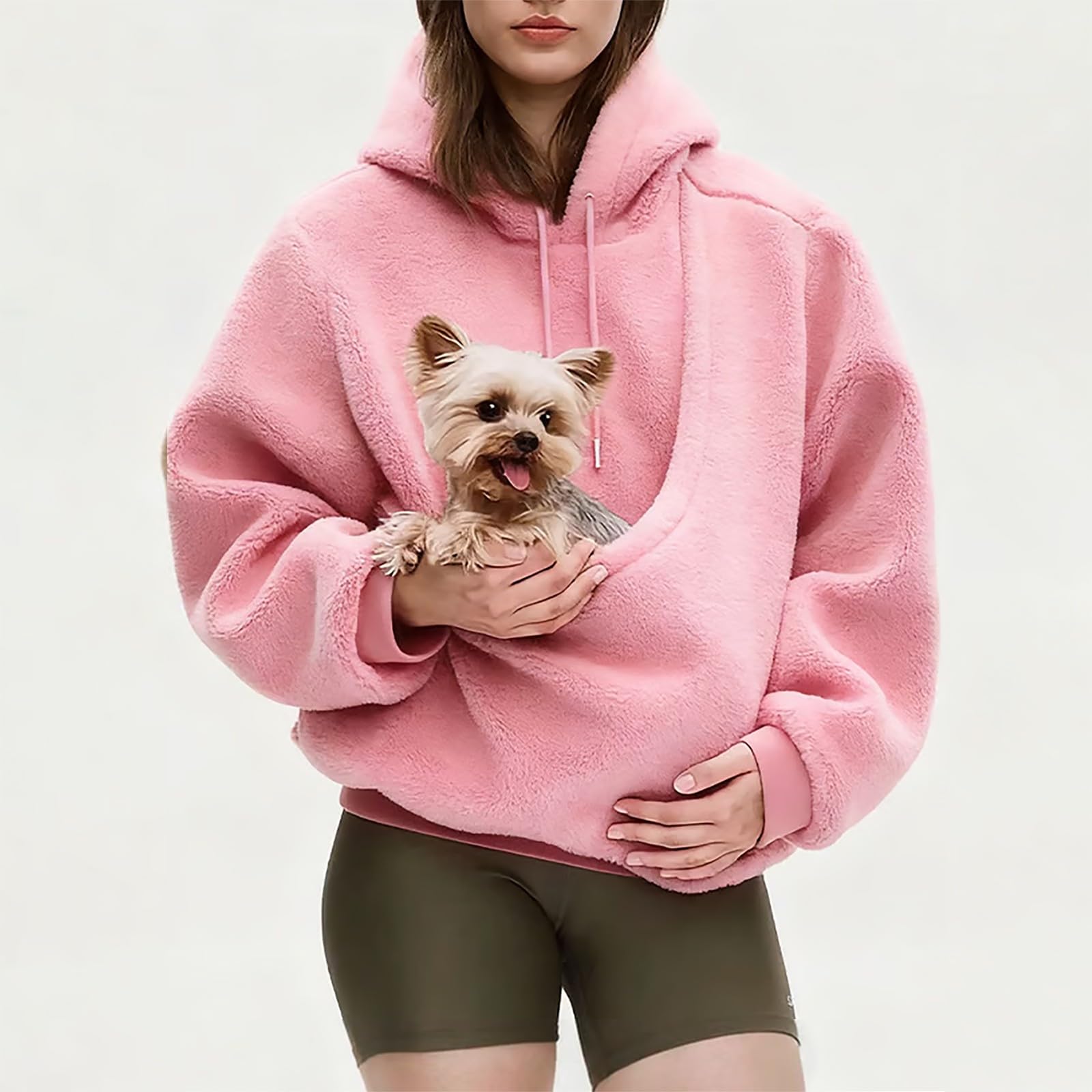 Generico Felpe Donna con Cappuccio Fleece Tinta Unita Manica Lunga Casual | Sweatshirt Con Tasche E Coulisse Hoodie Morbida E Confortevole Pullover Top Da Primavera Autunno Tempo Libero Quotidiano