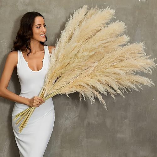 10 piezas de hierba natural de las pampas seca de 45 pulgadas 375 pies de alto grande pompas arreglo floral para boda hogar decoración bohemia