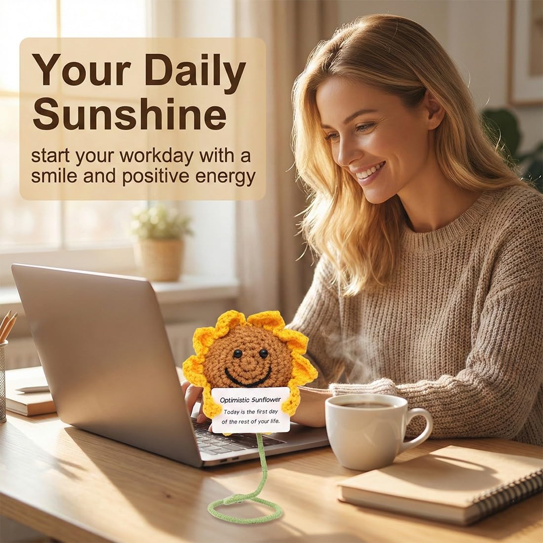 Girasole Lavorato a Maglia Ornamento Energia Positiva Regalo