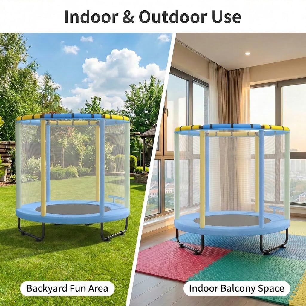 Trampoline intérieur pour enfants, avec panier de basket, balançoire, anneau de traction, convient intérieur et extérieur, cadeau anniversaire