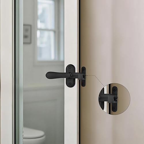Miniatura 7 de Paquete de 2 pestillos de baño abatibles de 360 grados para puerta interior, 3 métodos de bloqueo de acero inoxidable para puerta de granero,