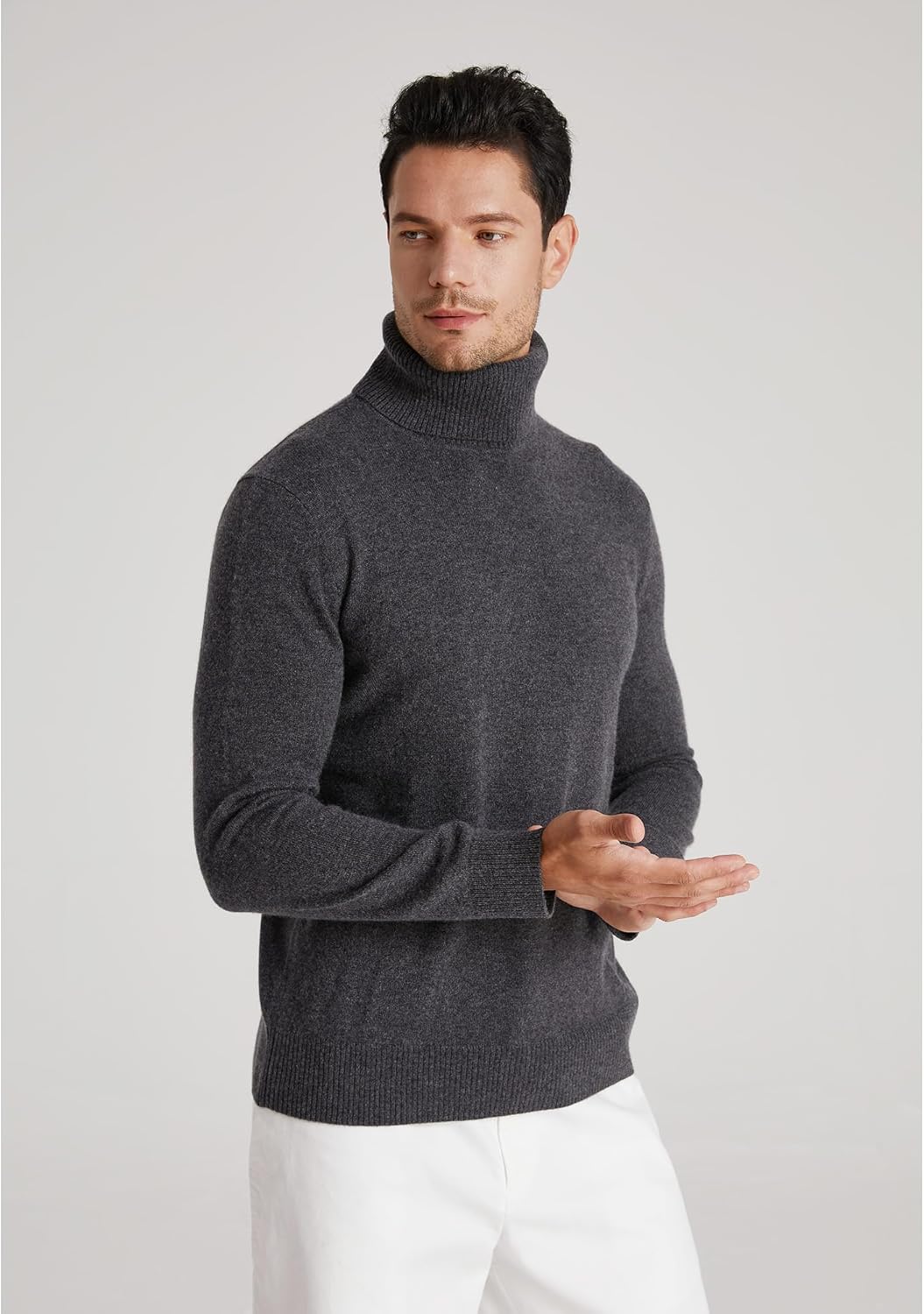 GreenMount Mens 100% Turtleneck Cashmere Sweater Vintage Pullover Long Sleeves Knit Plant Dyeing Warm Soft - Image 3