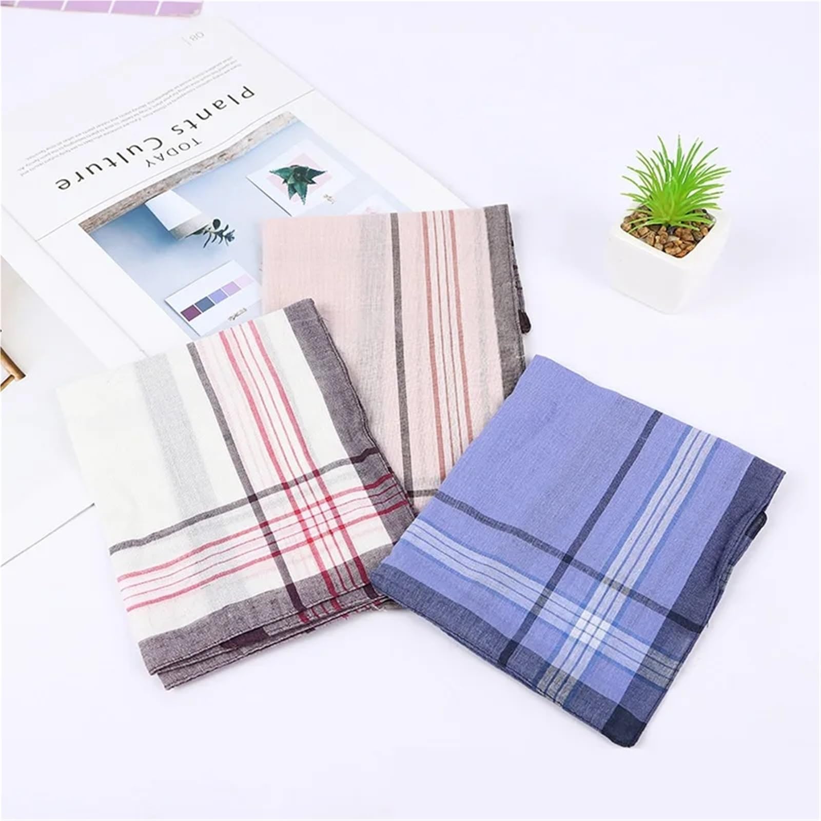 12 Stück Männer Taschentücher Plaid Streifen Tasche Baumwolle Handtuch | Hochzeit Party BusinessCasual