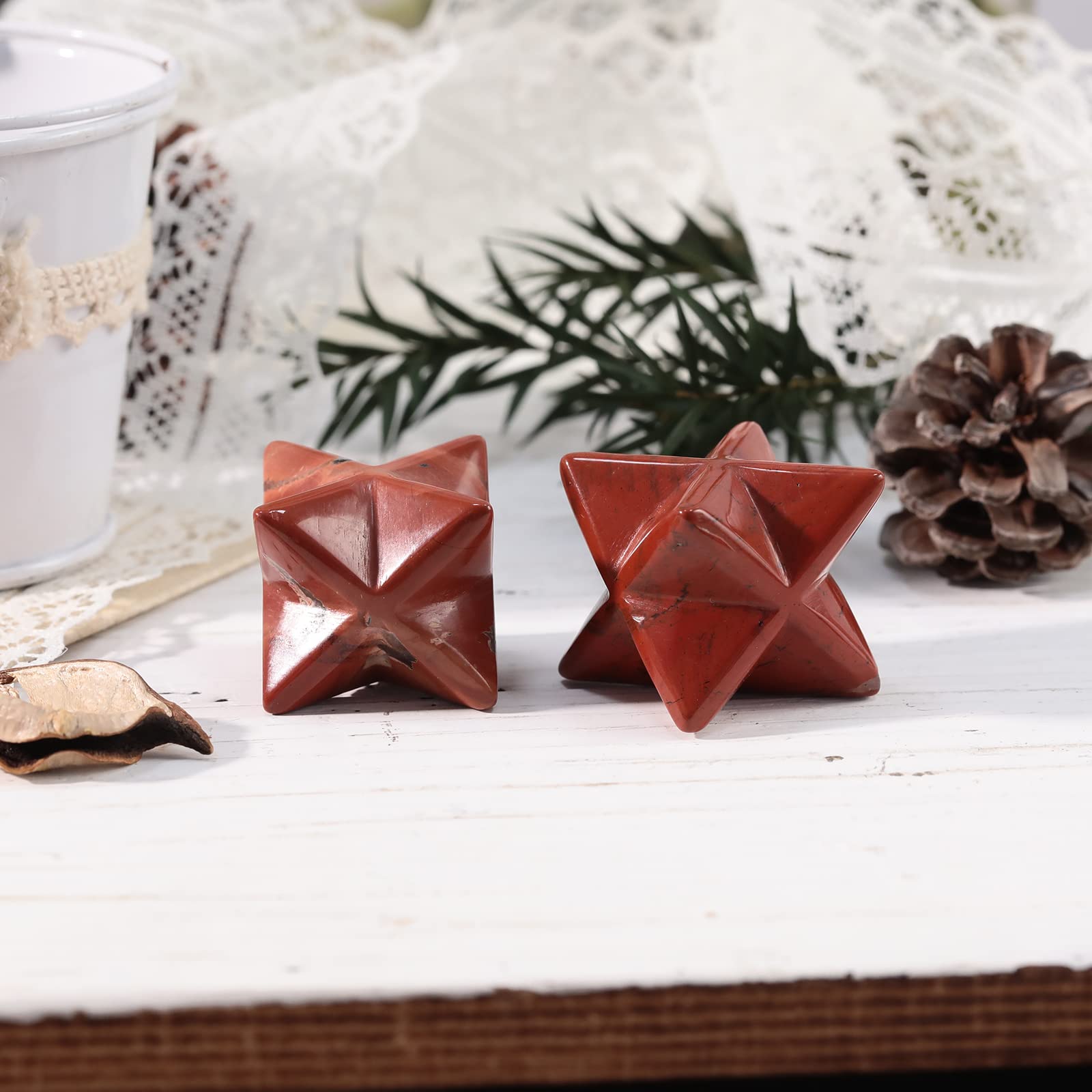 Diaspro rosso naturale Merkaba, protezione per la meditazione, generatore di energia, guarigione, Chakra, stella a sei punte, 1 pollice