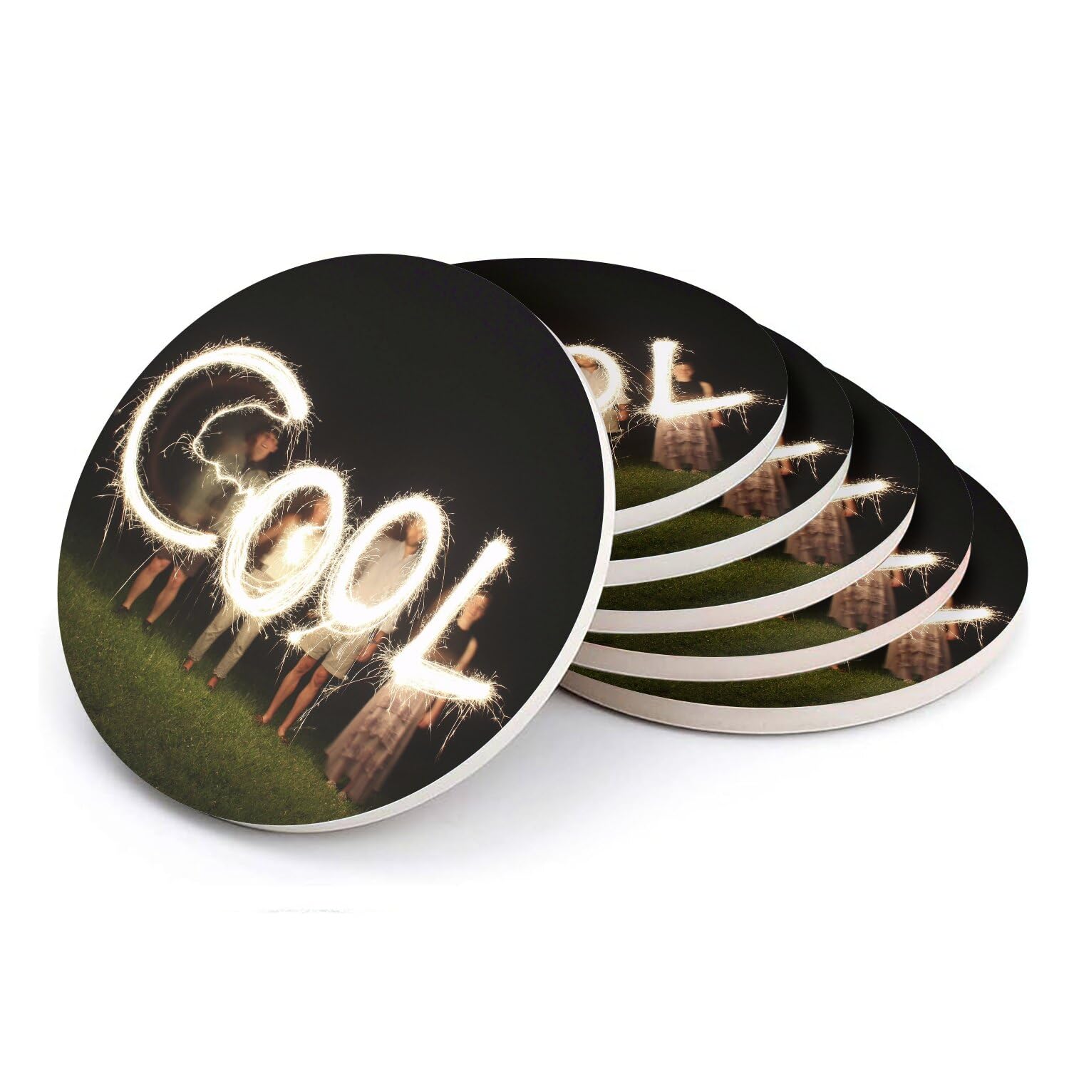 Sous-verre ronds céramique originaux pour cadeau - Coffret de 6 pièces art photo