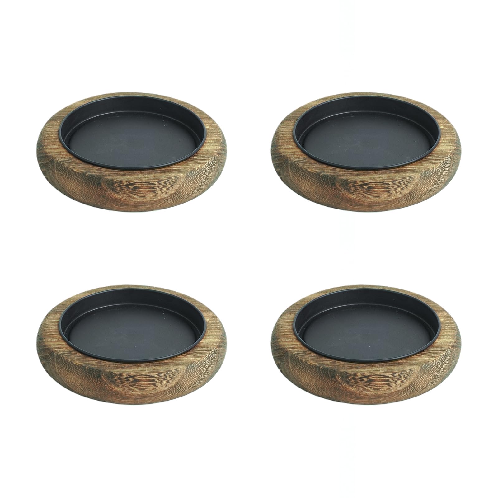 CRFASIBE Set of 4 Round Rustic Wooden Pillar Candle Holder Table Tray Stand