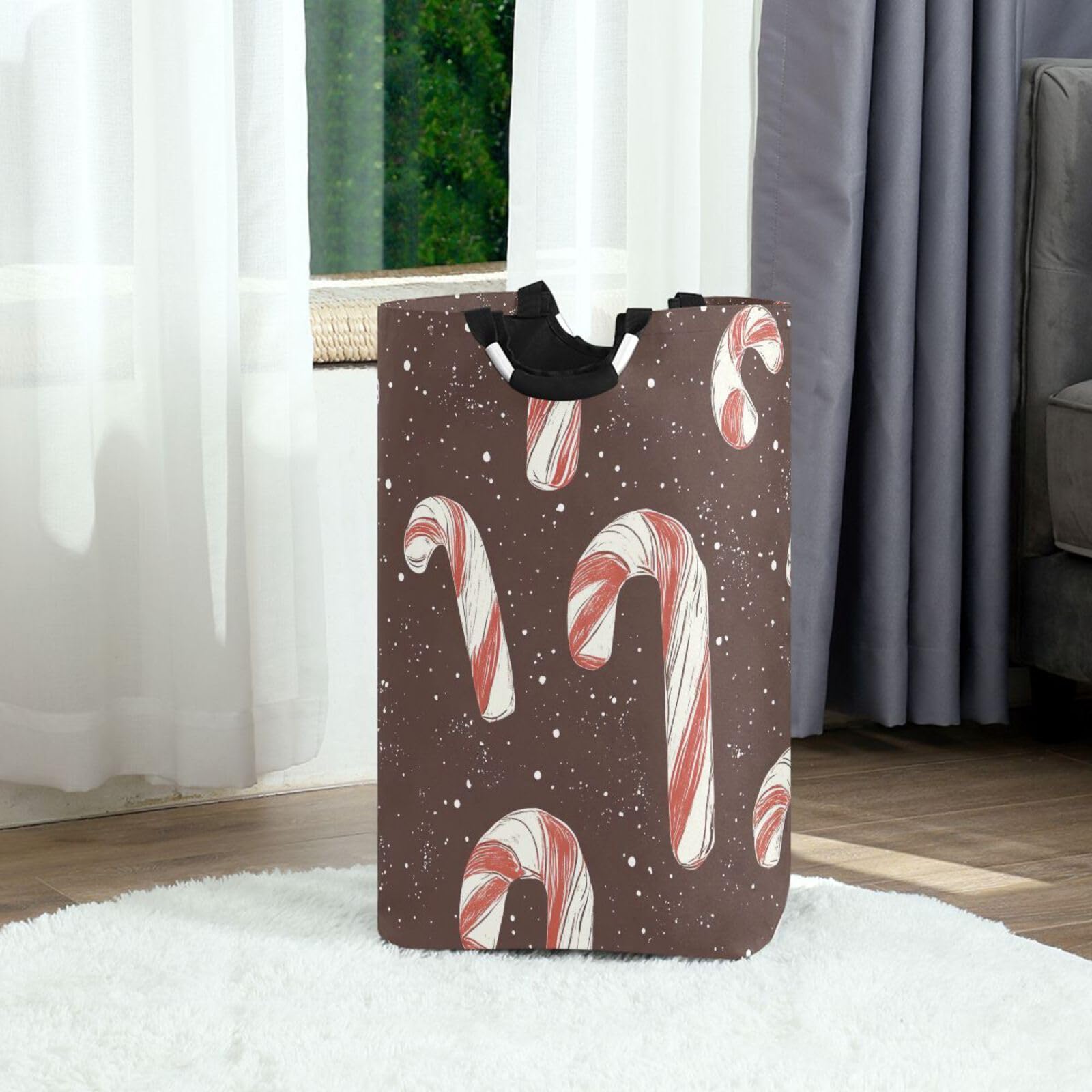 Jihqo Laundry Hamper Basket Candy Red White Collapsible Nursery Storage Bin Waterproof Clothing Baskets for Home Bedroom Bathroom Washing Room