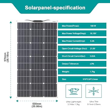Solar Panel Kit Flexible Monocrystalline Solar Panel Module 200W 20A 12V/24V Solar Charge Controller Solar Cable for Yacht,Boat,Off-Grid System,Camping,Balcony,Solar System,RV