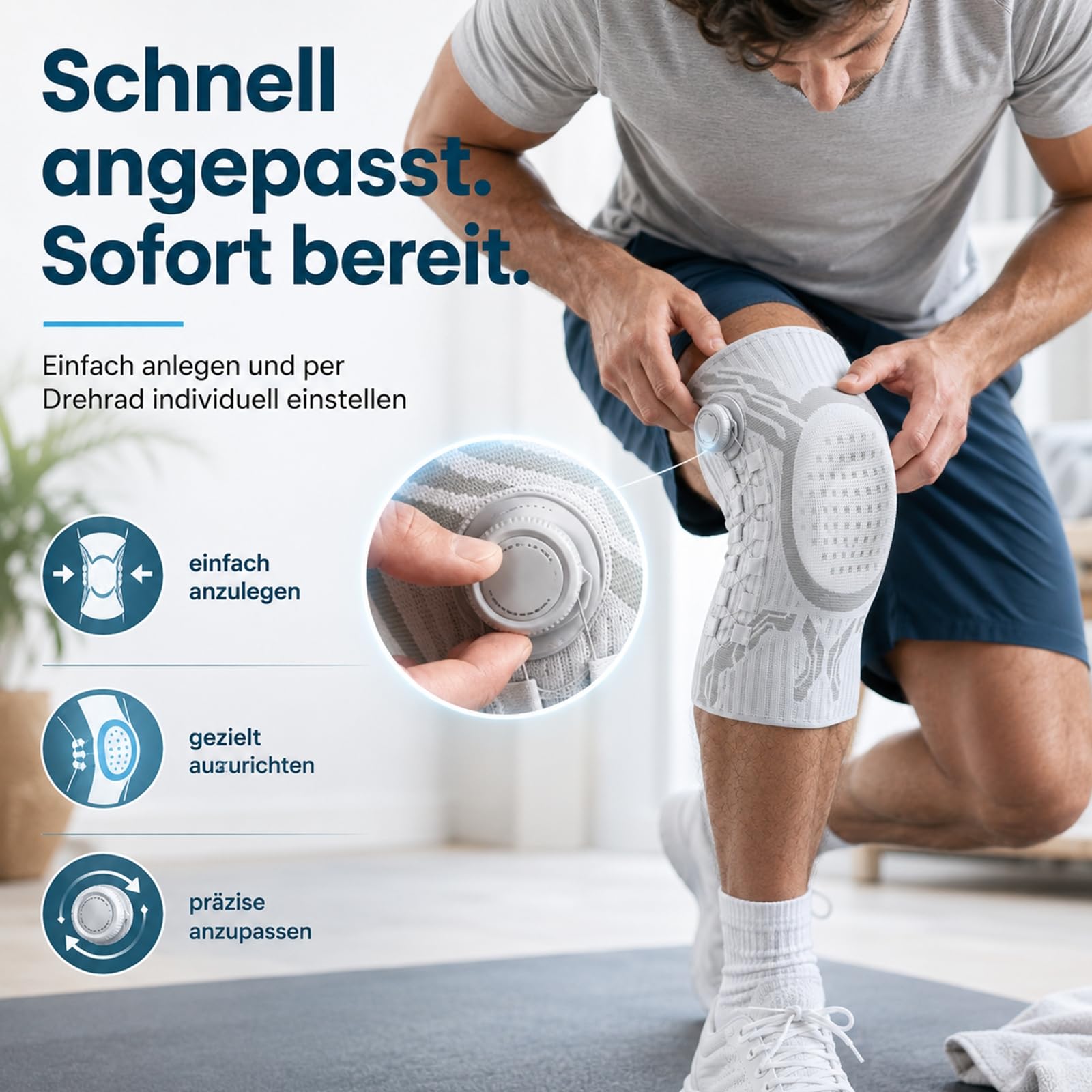 Reiteag Orthotel Kniebandage, Knieorthese Mit Patellaschutz, Stabilisierungsgurt und Vier-Wege-Kompression Bietet Optimale Unterstützung und Komfort