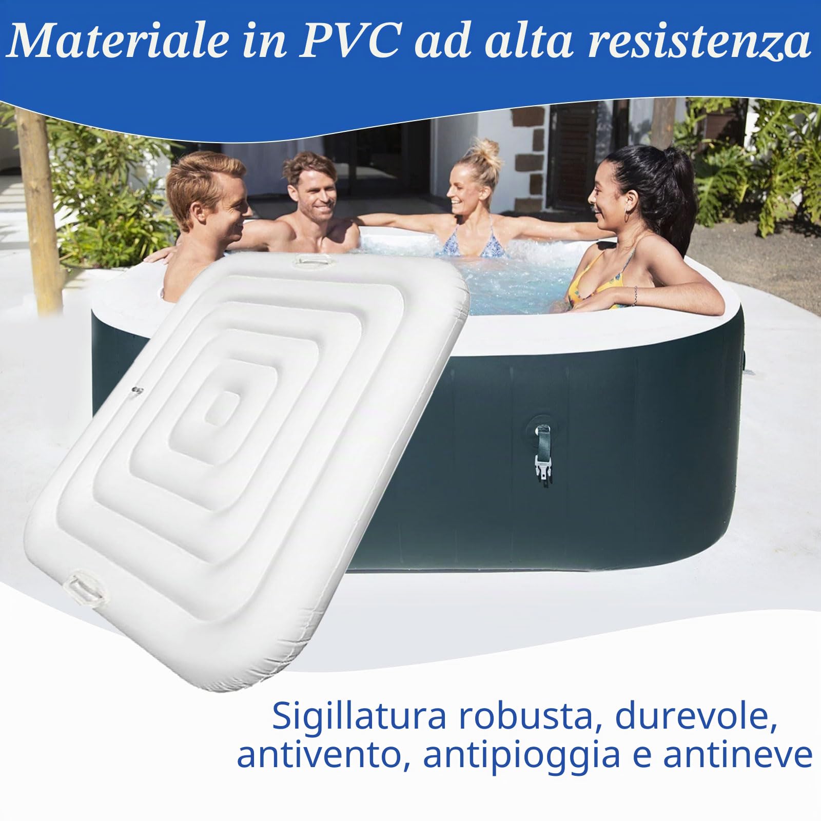 Coperchio di Vasca Idromassaggio Gonfiabile, 165 cm Coperchio Gonfiabile per Spas, Accessori per Vasca Idromassaggio per Piscine, Antivento e Antipioggia, Adatto Piscina Idromassaggio